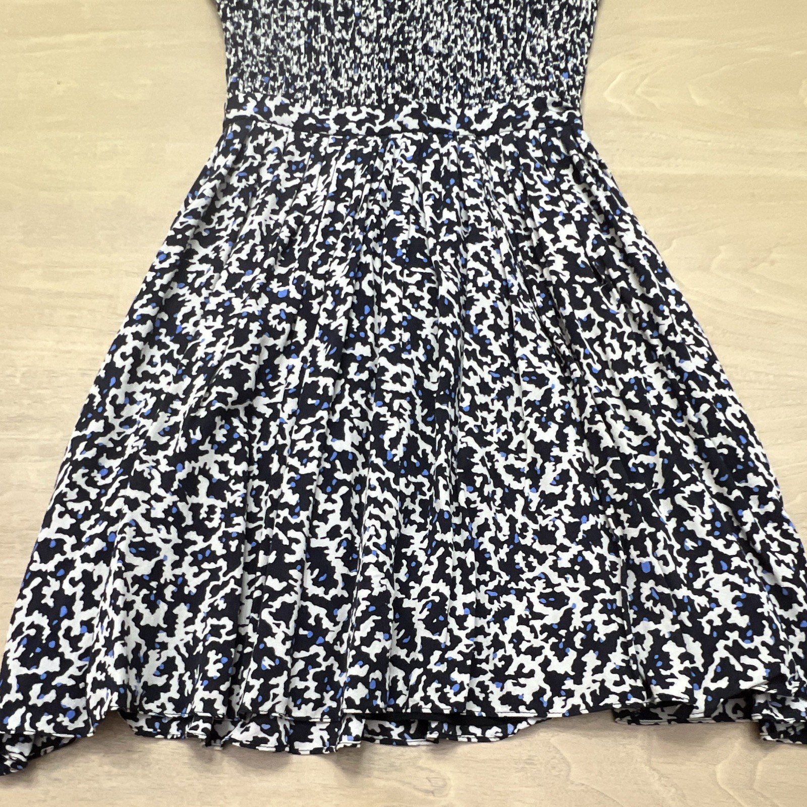 Proenza Schouler Fit & Flare Knee Dress Abstract Knit Black White Blue size 2