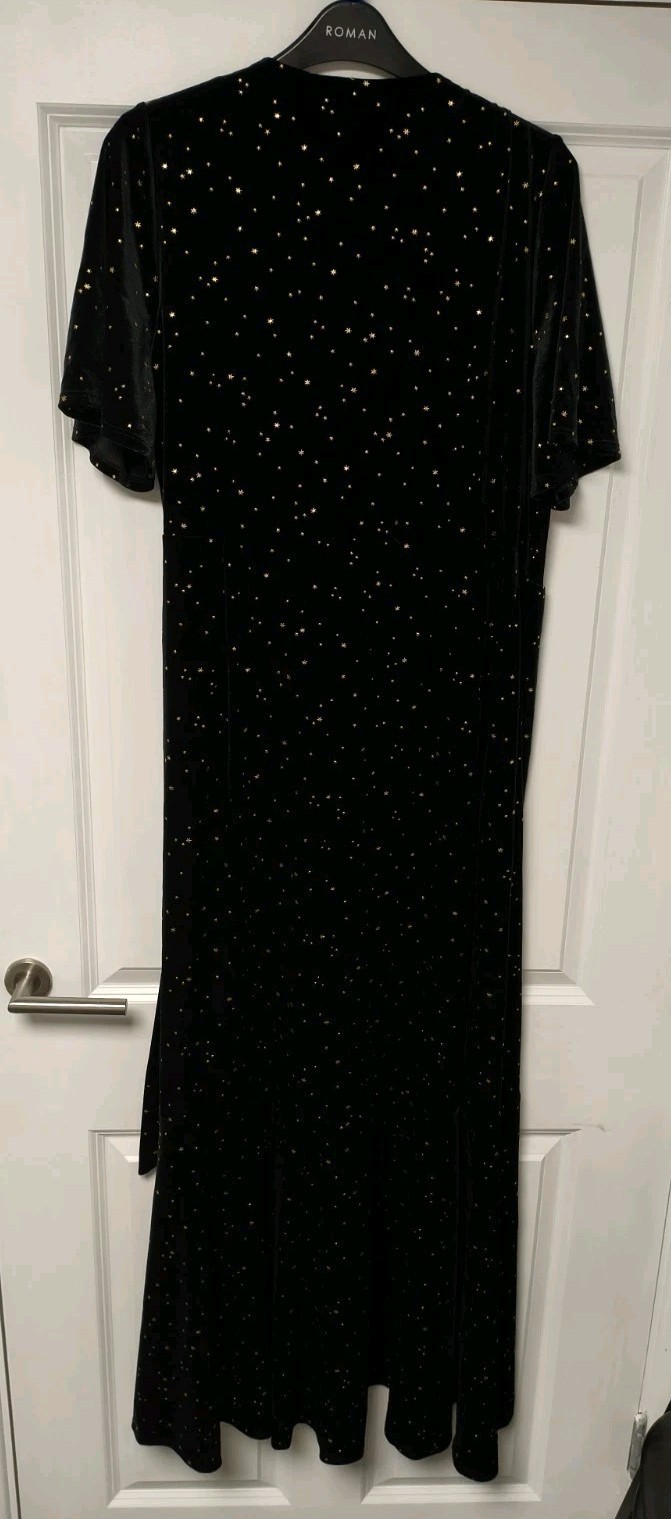 PHASE EIGHT HOLLY VELVET MAXI DRESS star wrap BLACK Size UK 16 NEW BNWT