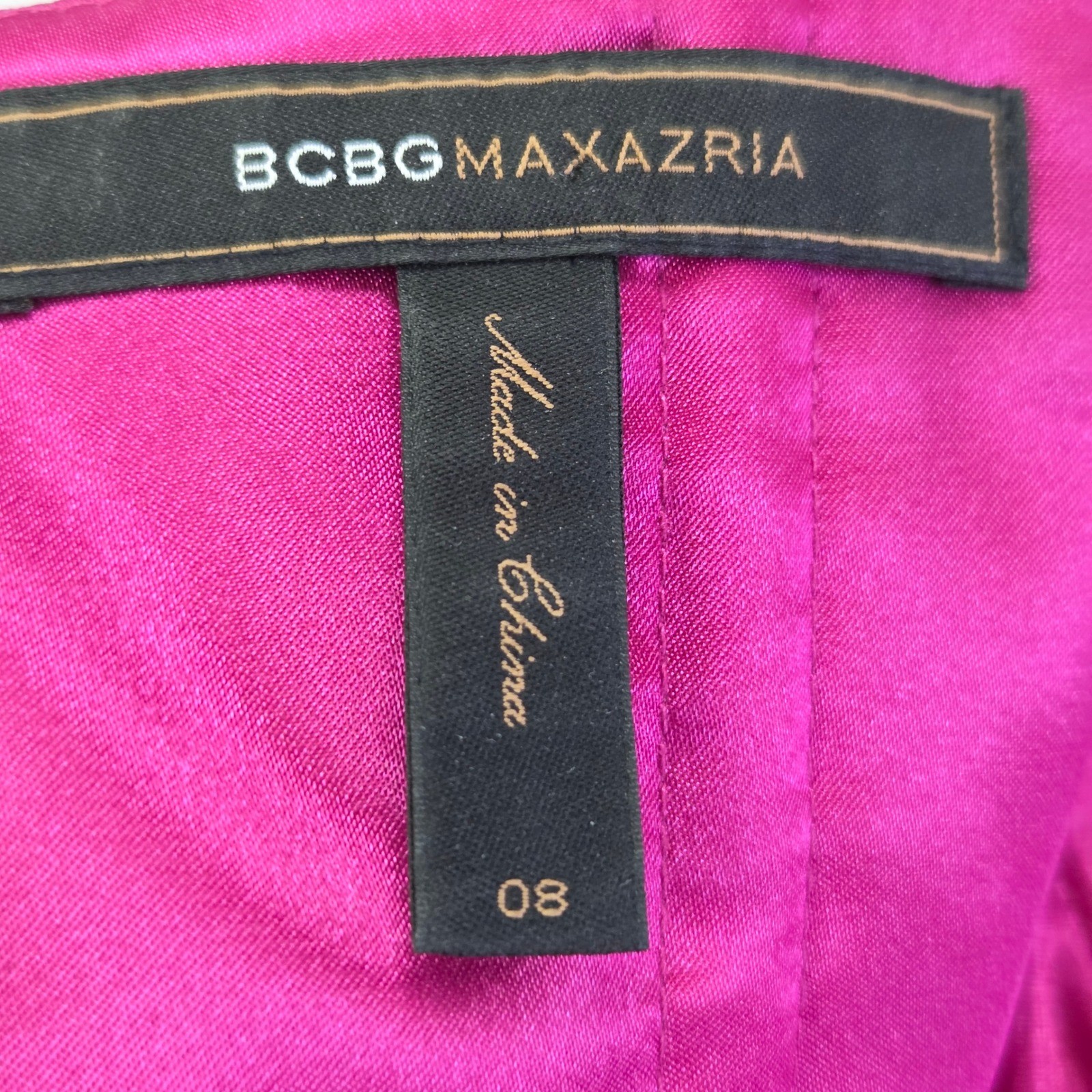 BCBGMAXAZRIA Cocktail Dress Women 8 Pink Black Bubble Hem Silk Trim Bow Pockets