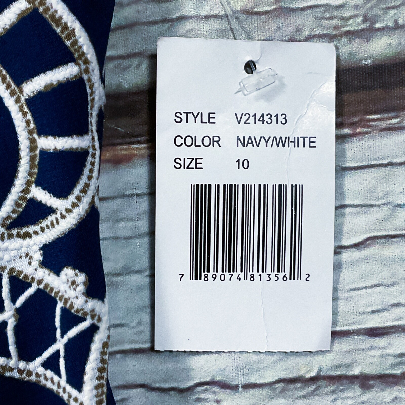 Ronni Nicole Womens Dress size 10 Navy Blue White Sheath Stretch Lined Back Zip