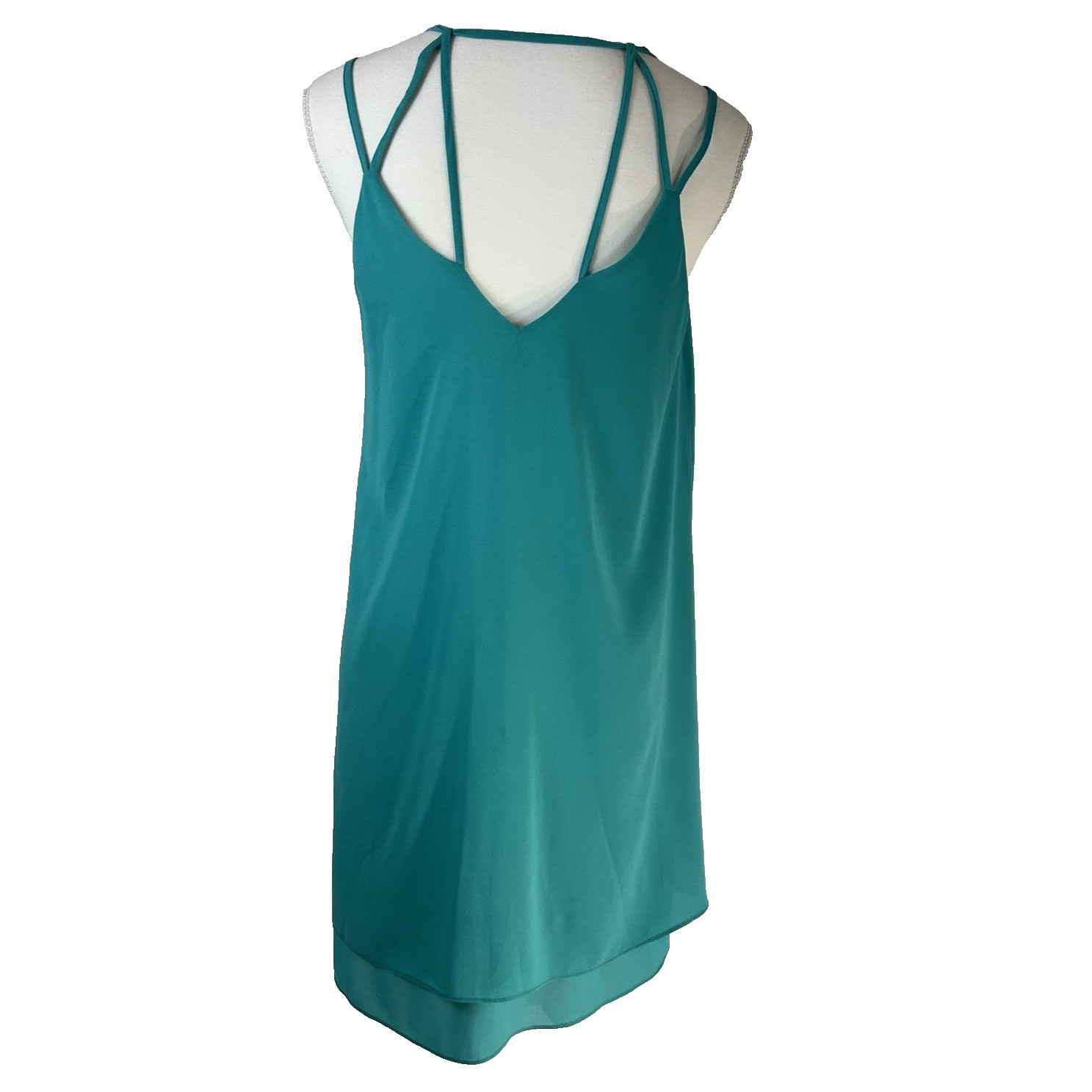 Love Riche Beachy Spring Break Feminine Teal Blue Swing Layered Dress Sz S