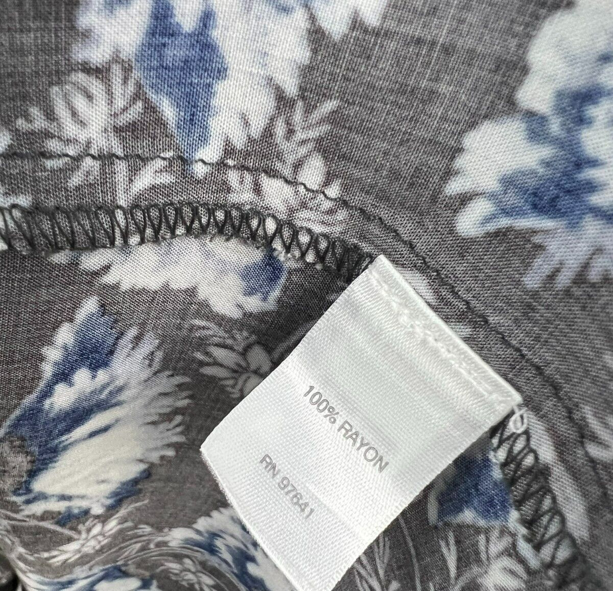 J Jill Dress 6 Petite Blue Gray White Floral Ruffle Hem Rayon Lightweight