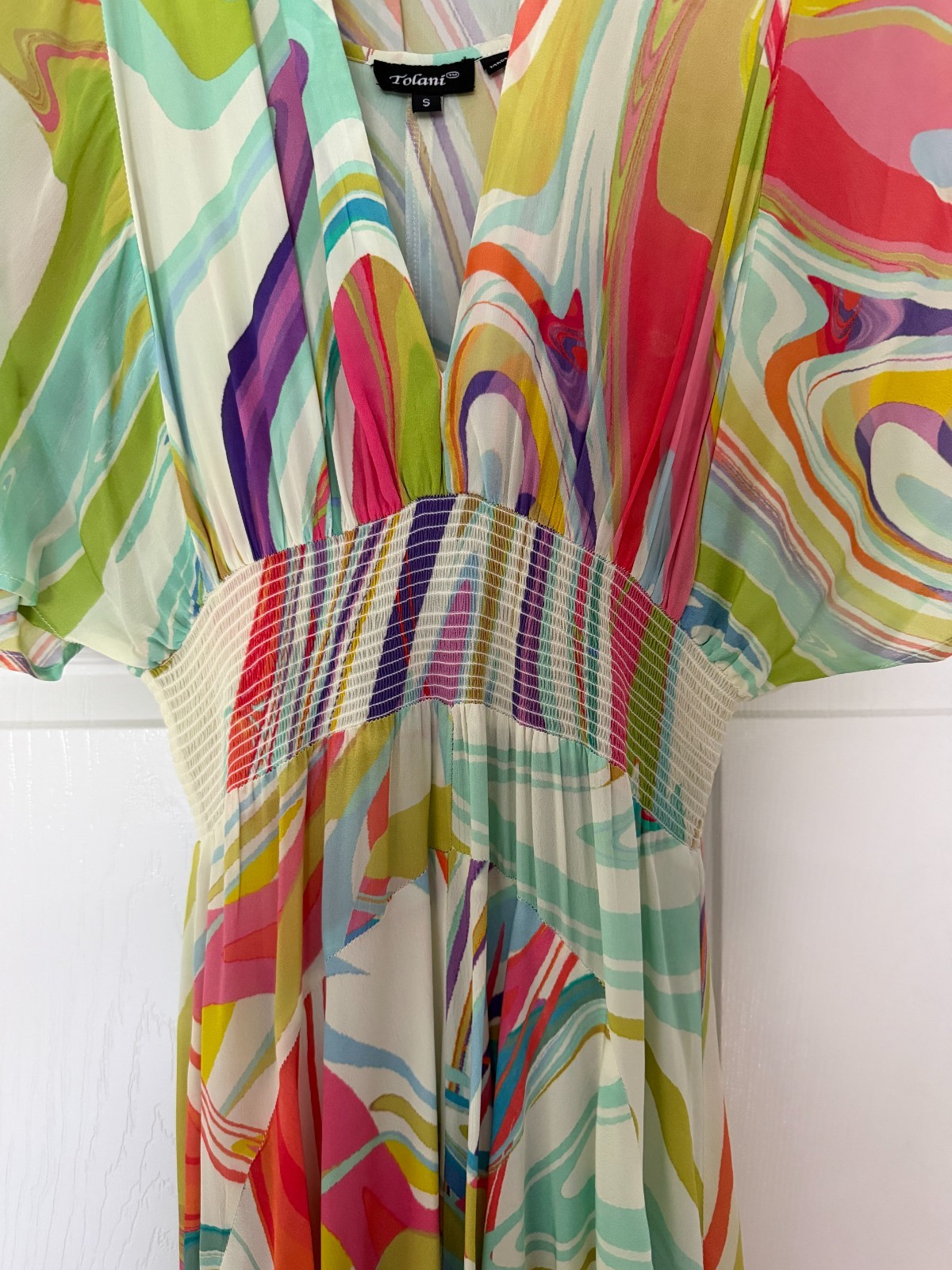Tolani Womens 2 Piece Maxi Dress + Slip Set Multicolor Swirl Print Size Small