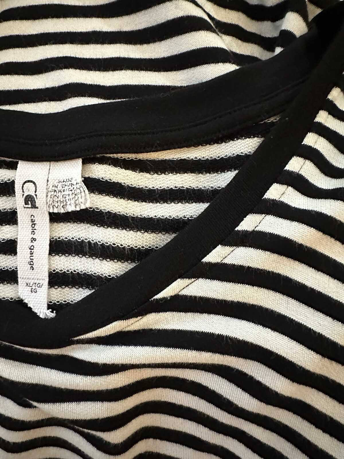 Cable & Gauge Black White Tie Waist Cap Sleeve Pullover Shift Dress Size XL