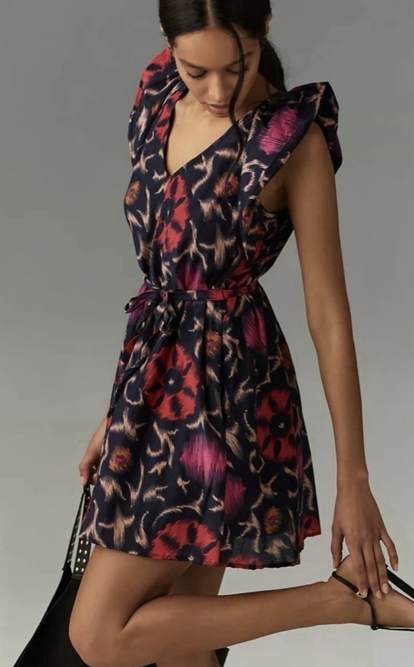 Velvet By Graham & Spencer Anthropologie Jenna Silk Blend Belted Dress Medium