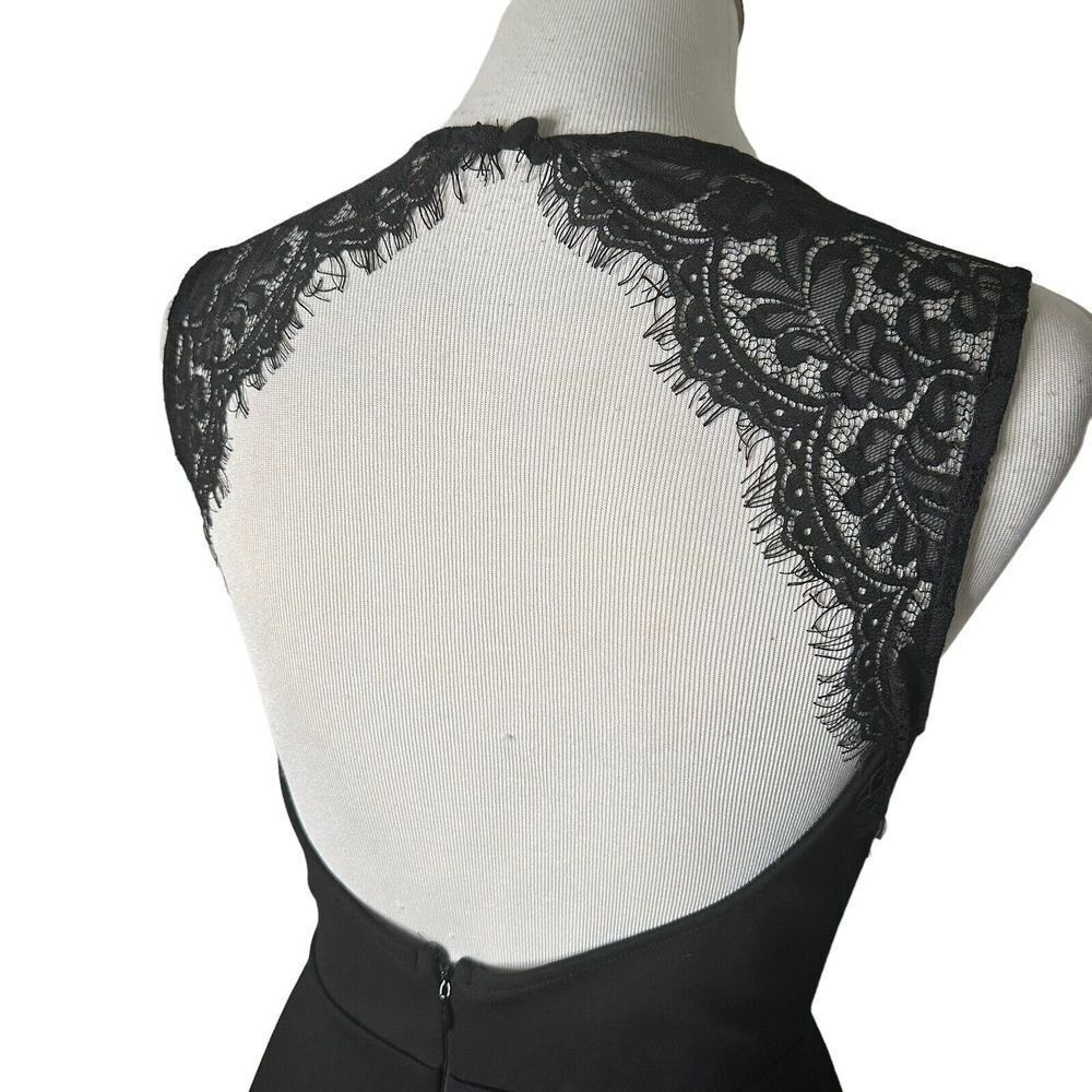 Lulus Black Skater Dress Floral Lace Open Back Size M Fit & Flare Romantic