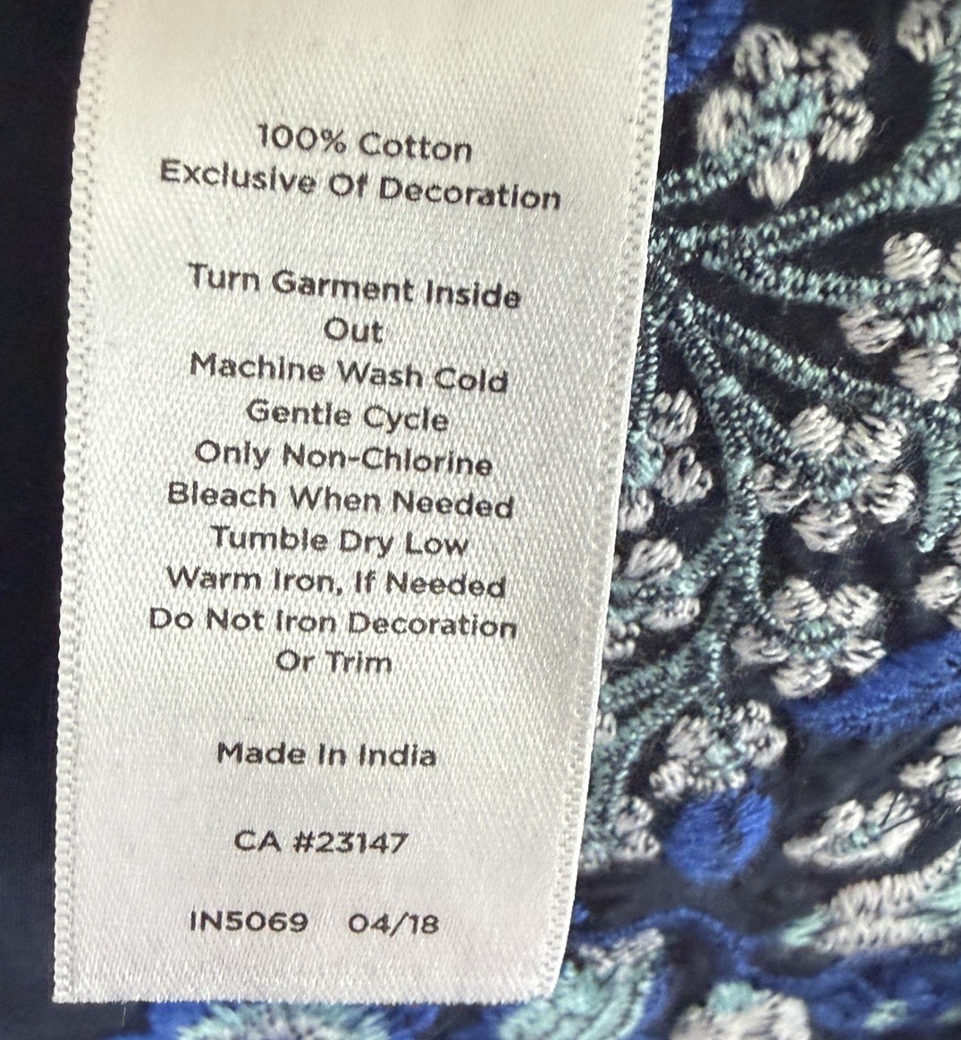 Talbots Embroidered Pleat Neck Shift Dress Size 10P Petites Navy Preppy Classic