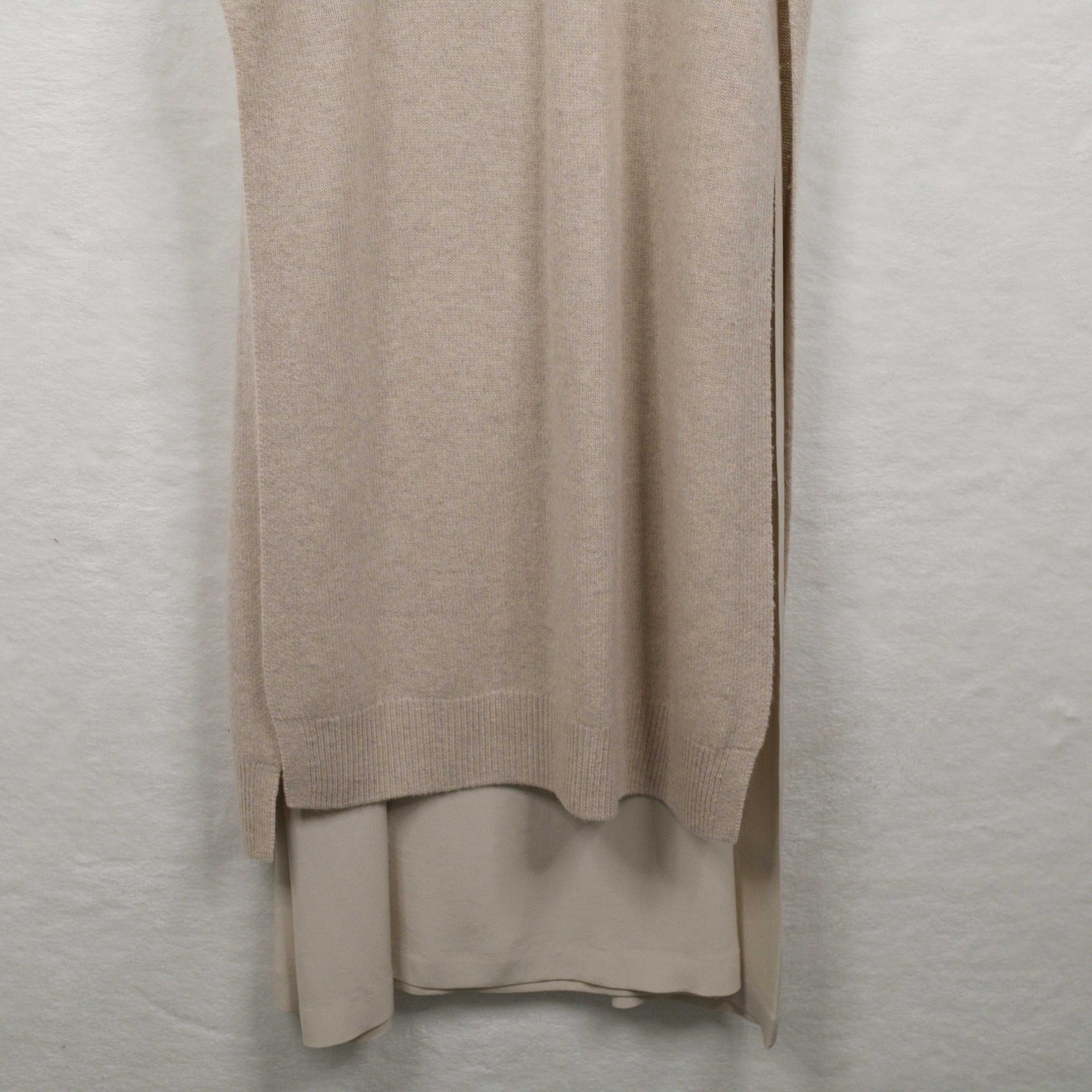 JOSEPH Wool Cashmere Silk Layered Sweater Dress Beige Lagenlook Minimalist Sz S