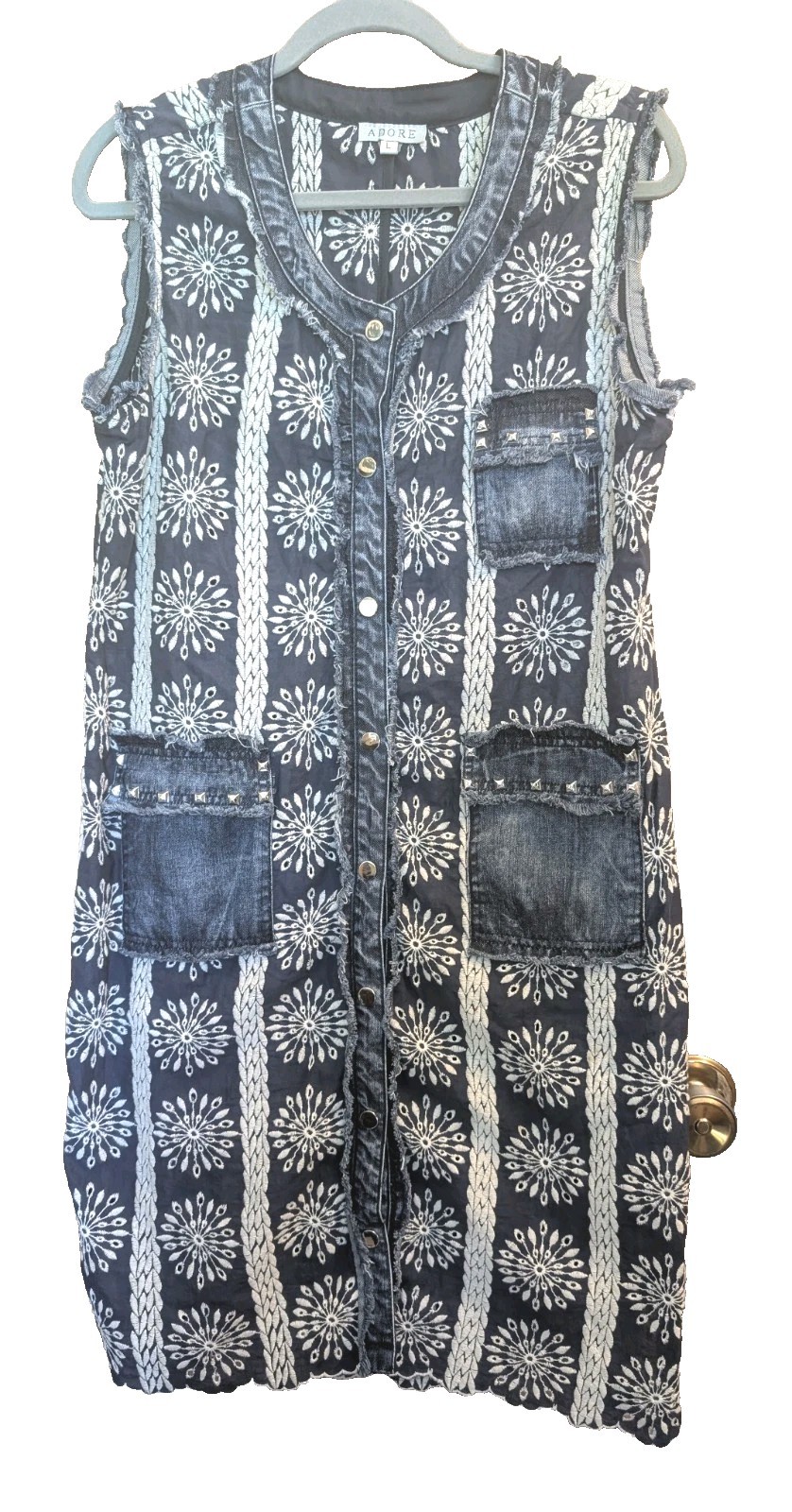 Adore Sleeveless Dress Sz L Western Prairie Boho Indie Coastal Cowgirl Americana