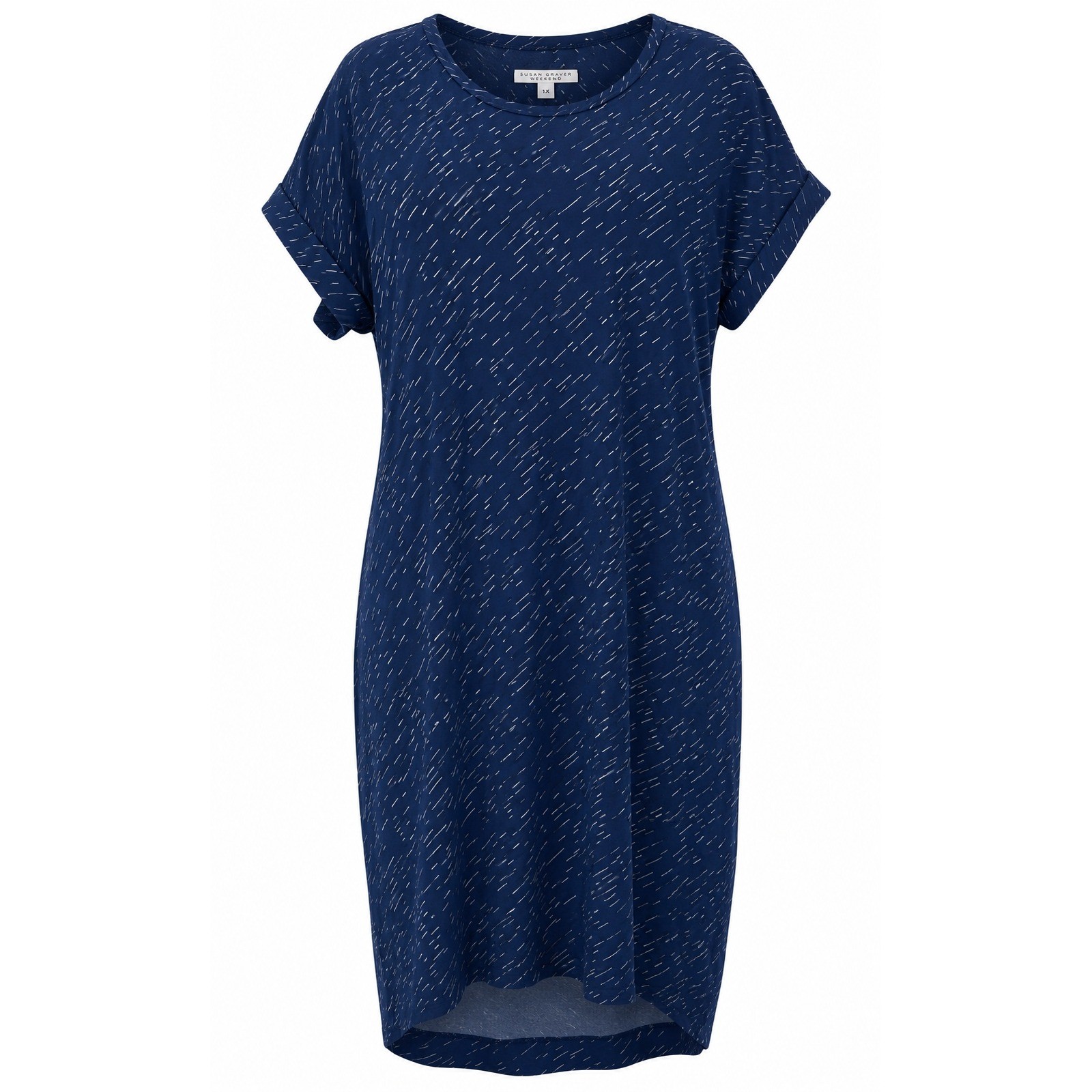 Loyal Hana Blue T Shirt Dress Womens Short Sleeve Swing Casual Shift Dress