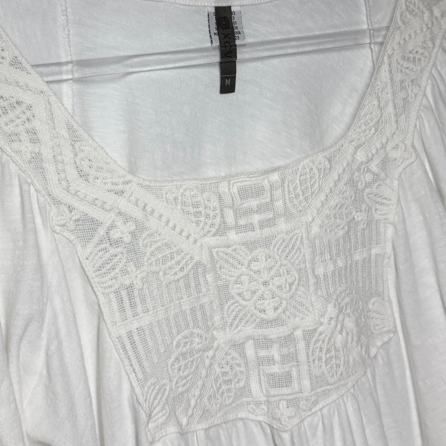 XCVI Anthropologie White Embroidered Boho Tunic Mini Dress Fringe Medium