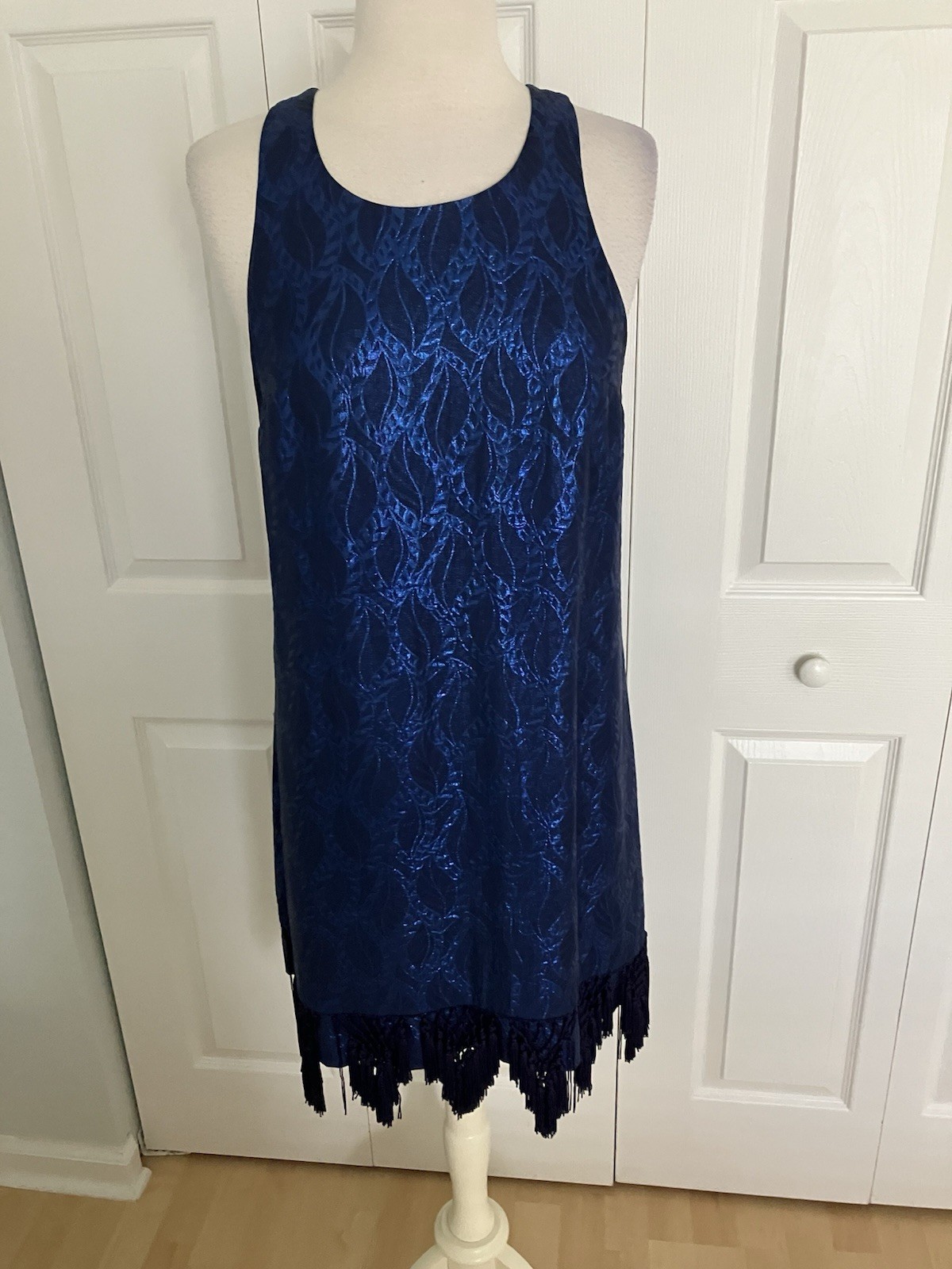 Lilly Pulitzer Marquette Navy Shift – Fringe Dress Medium