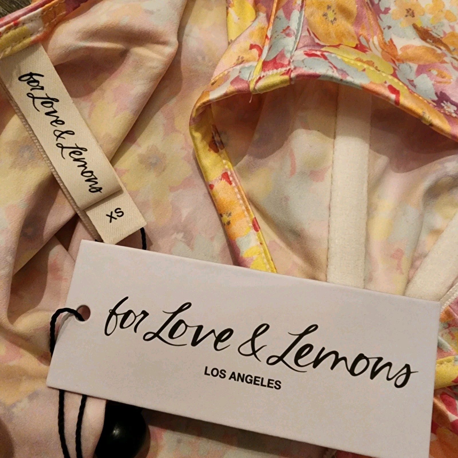 For Love & Lemons Floral Corset Mini Dress XS Satin Coquette Fairy Bachelorette