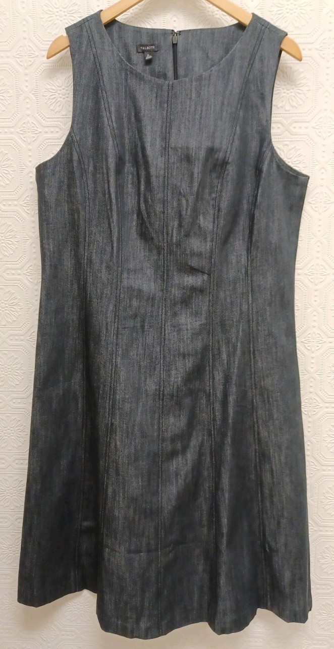 NWT Talbots Cotton Blend Black Denim Ankle Length Dress Misses Size 16