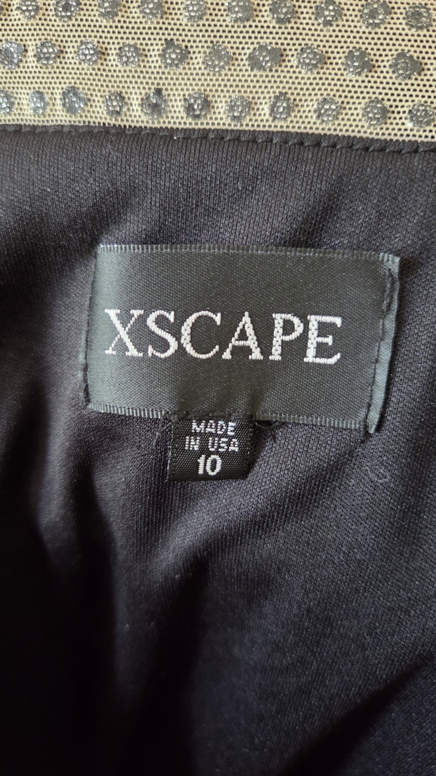 Xscape Long Formal Dress Black Sheer Back Silver Glitter Adornment & Shrug