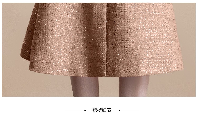 New Women’s Woolen Sequins Single-breasted Celebrity A-Line Long Party Dresses