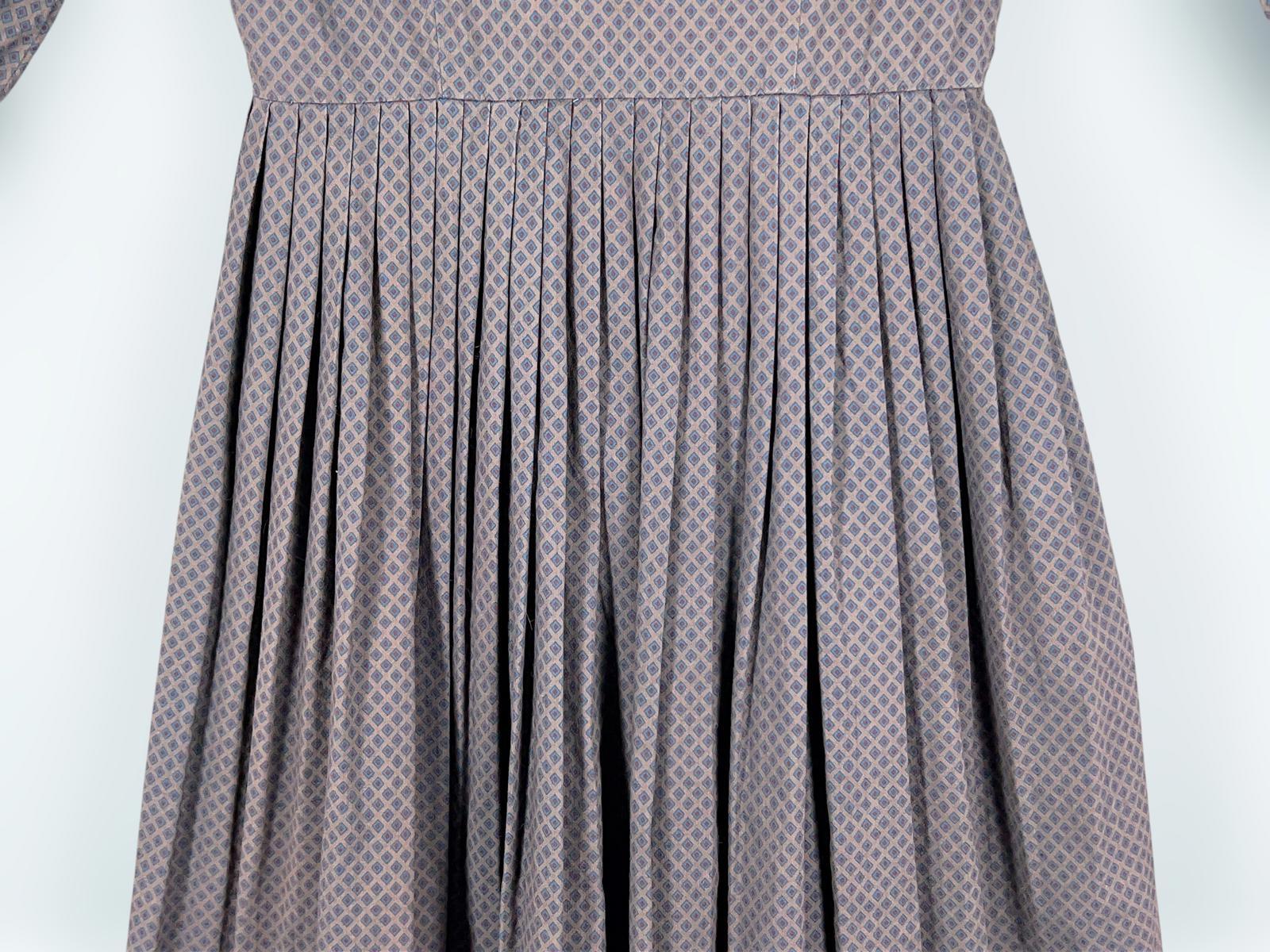 1950s Cotton Day Dress Flared Skirt 50s Size 10