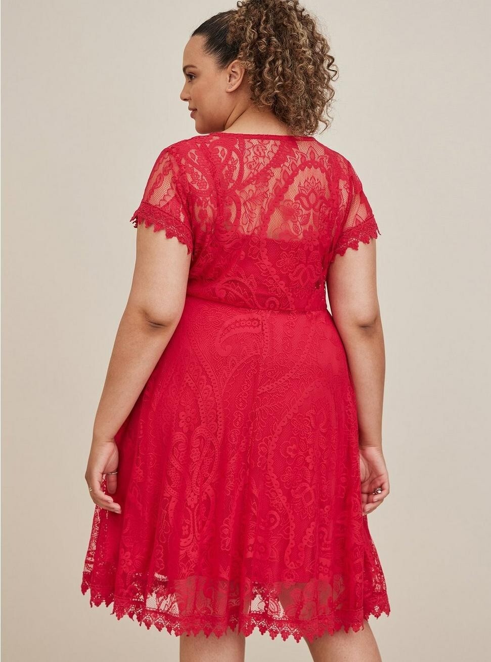 TORRID 17648461 Mini Lace Button-Front Shirt Dress 0 12 L Red *