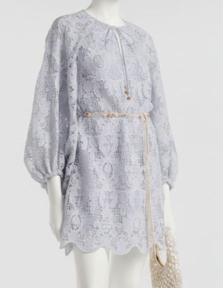 Zimmermann Women’s Blue Coco Lace Tunic Mini Dress Size 1