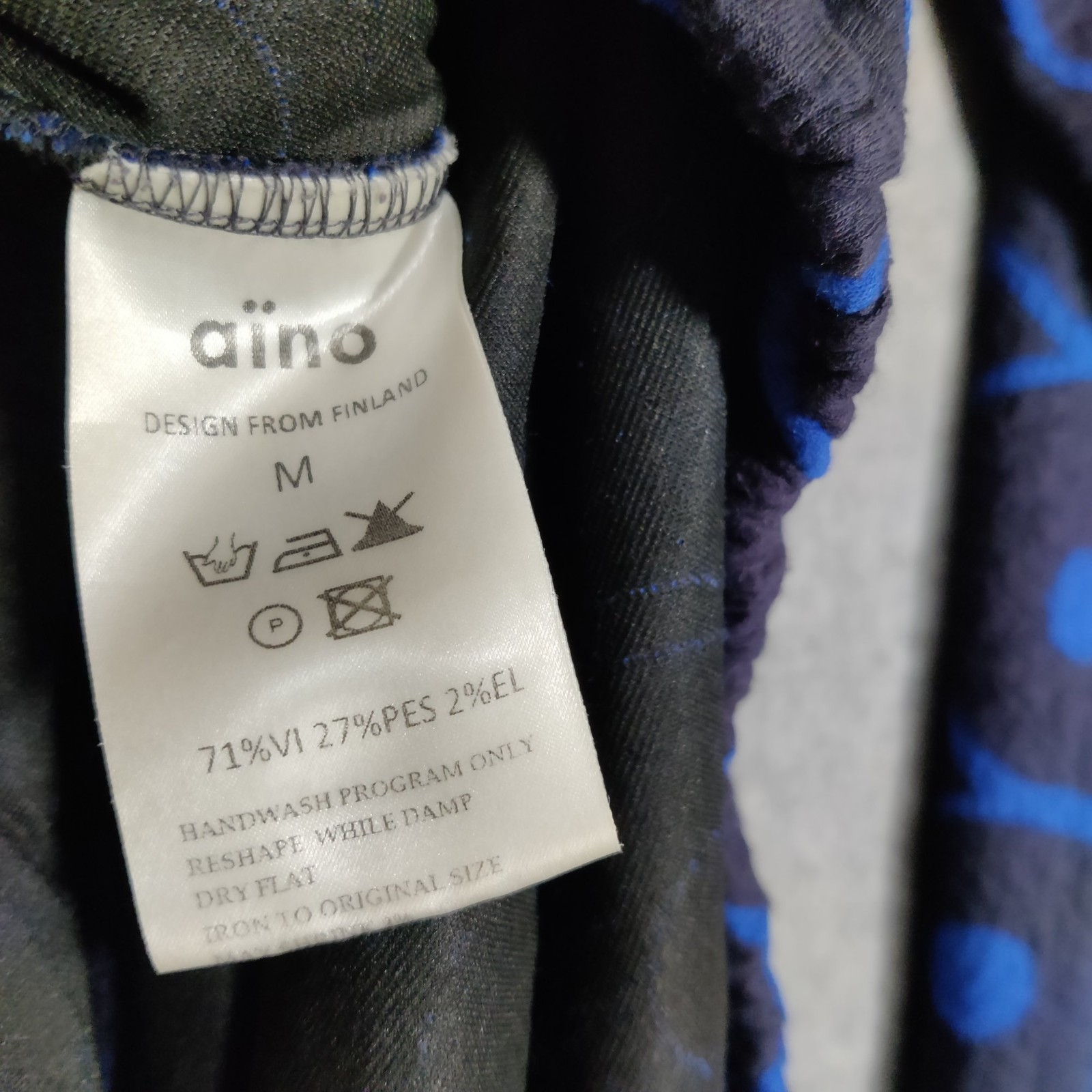 Aino Finland Tunic Size Medium Blue Circle Print Heavyweight Jersey Sahara