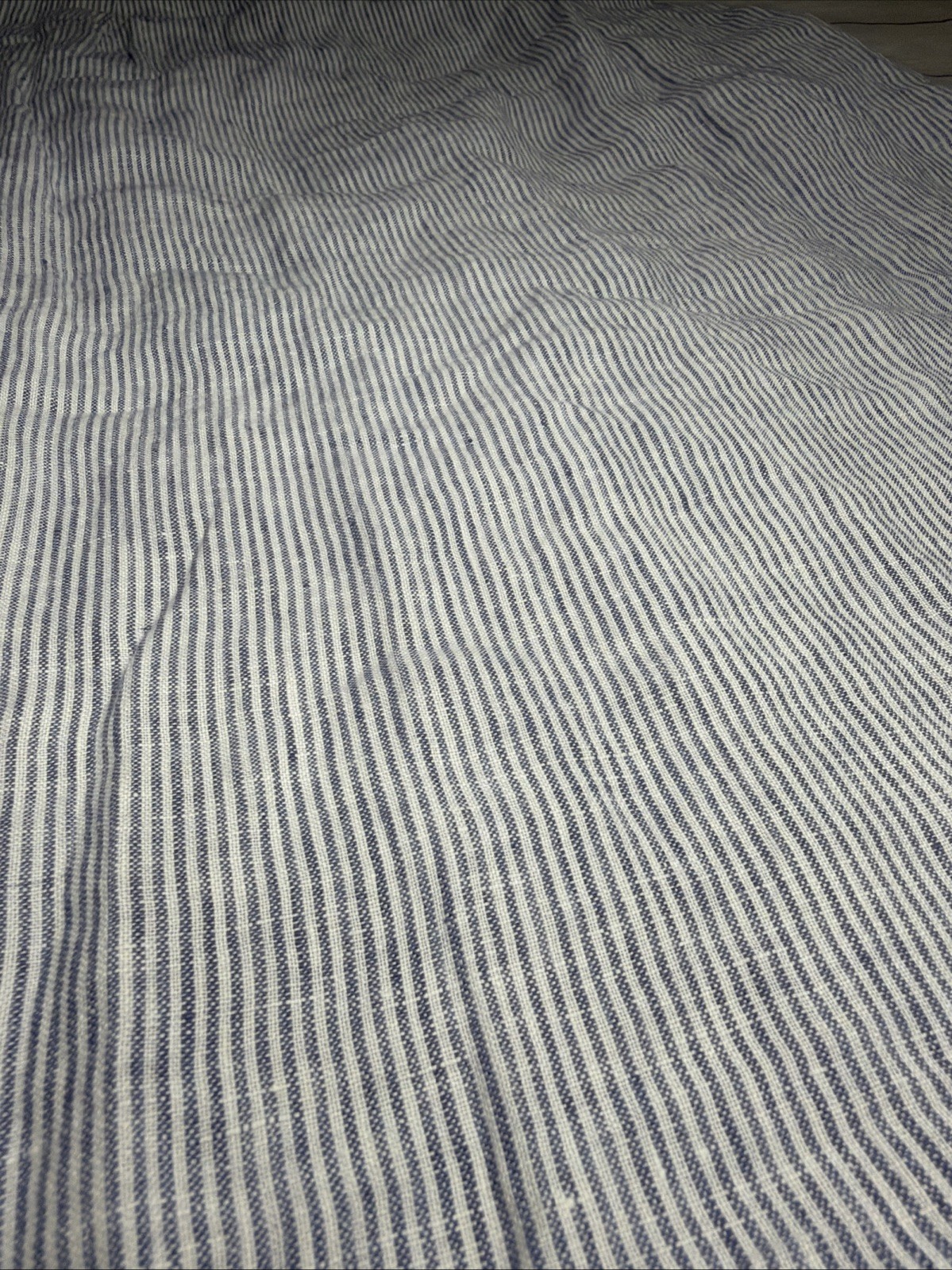 Quince 100% European Linen Button Front Dress Women’s XS Blue Pinstripe Pockets