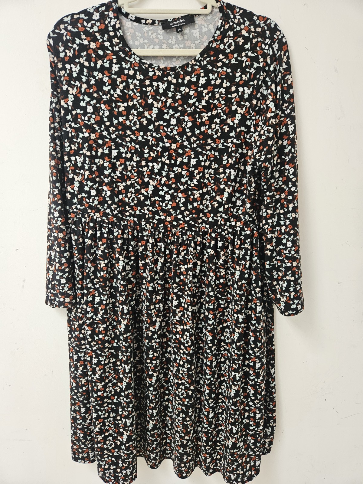Simple Be Black Floral Dress Knee Length Ladies Uk 20 Polyester
