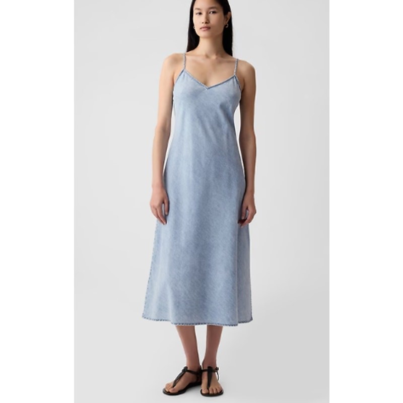 GAP Women’s Denim Midi Slip Dress Sz XS PETITE