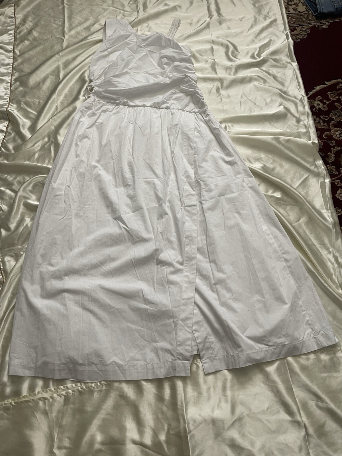 Abercrombie & Fitch Women’s L White One Shoulder A-Line Midi Lace Adjustable