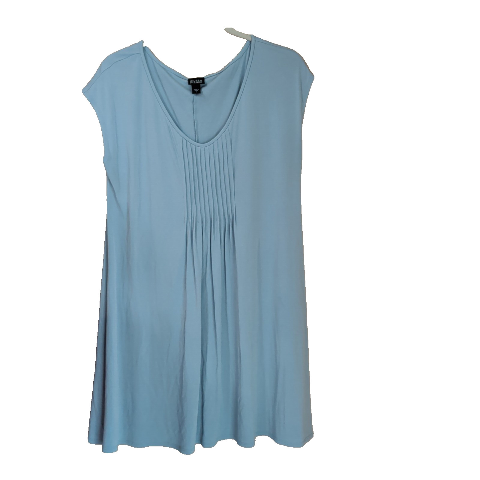 Eileen Fisher 100% Silk PIntuck Tunic Mini Dress L Gray Quiet Luxury Minimalist