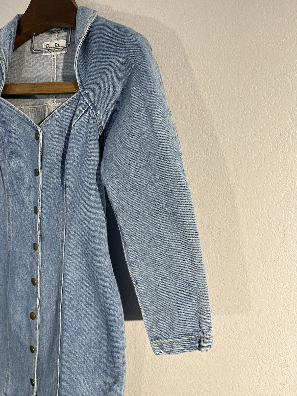 Paris Blues 80s 90s Vintage Light Denim Jean Snap Closure Bodycon Dress Size 3