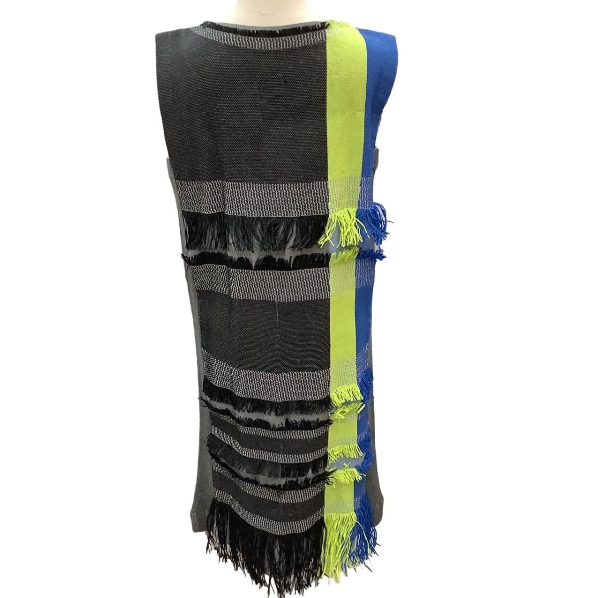 ISSEY MIYAKE paper fringe dress SIZE 2 IM62FH503 blue x gray