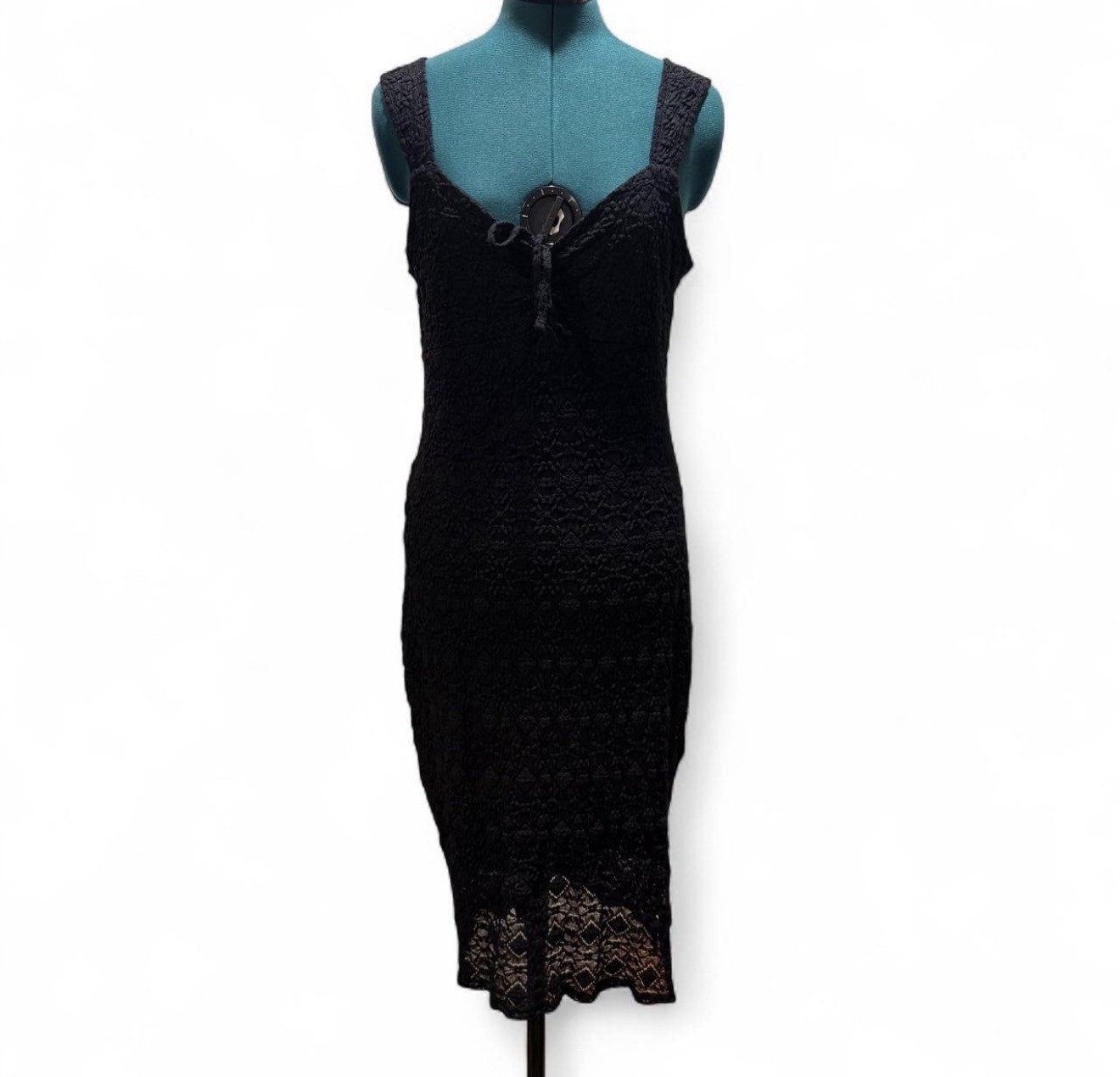 Derek Heart Women’s Black Solid Sweetheart Sleeveless Lace Sheath Dress XL