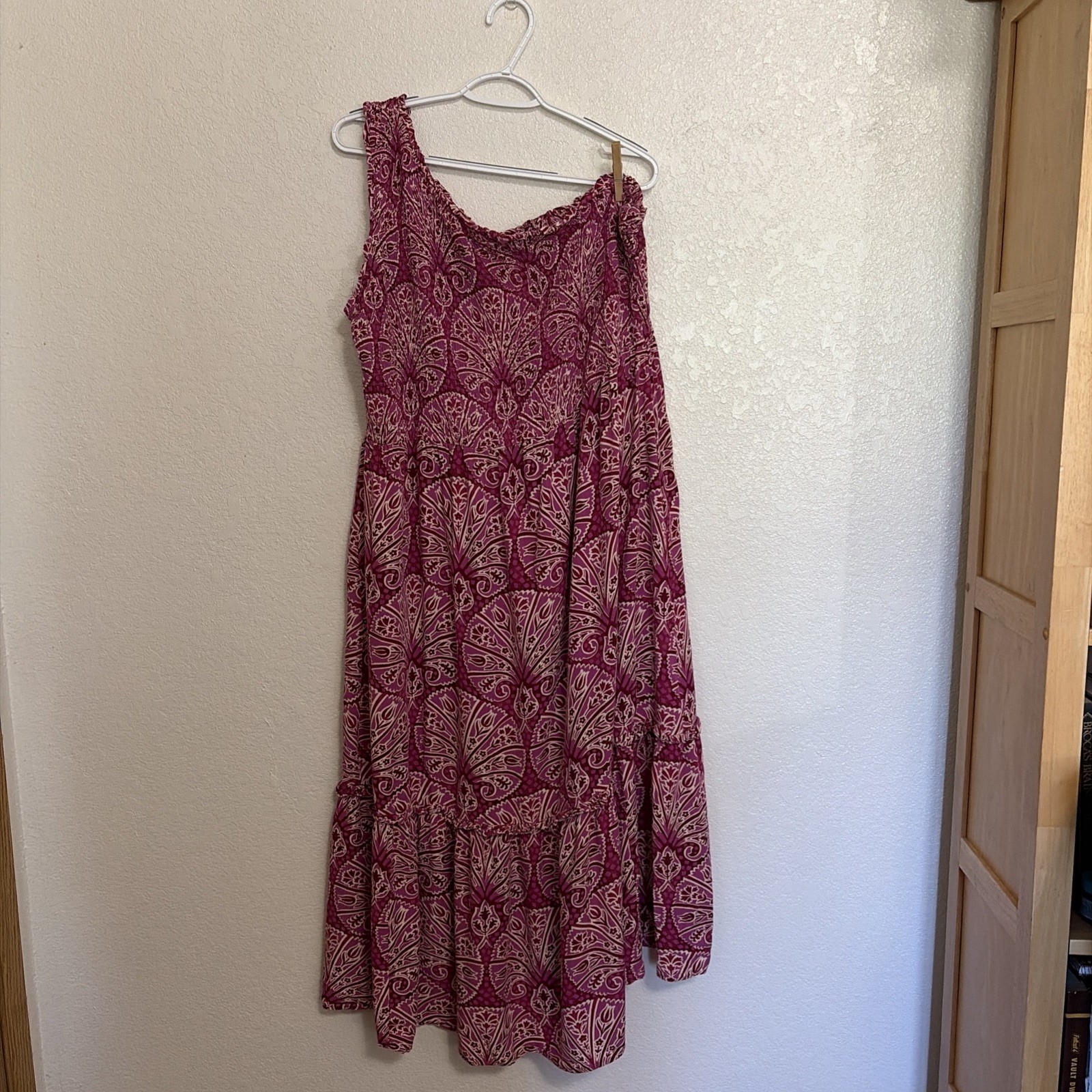Knox Rose Fuchsia Magenta Smocked One Shoulder Maxi Dress 1X Y2K Boho Cottage