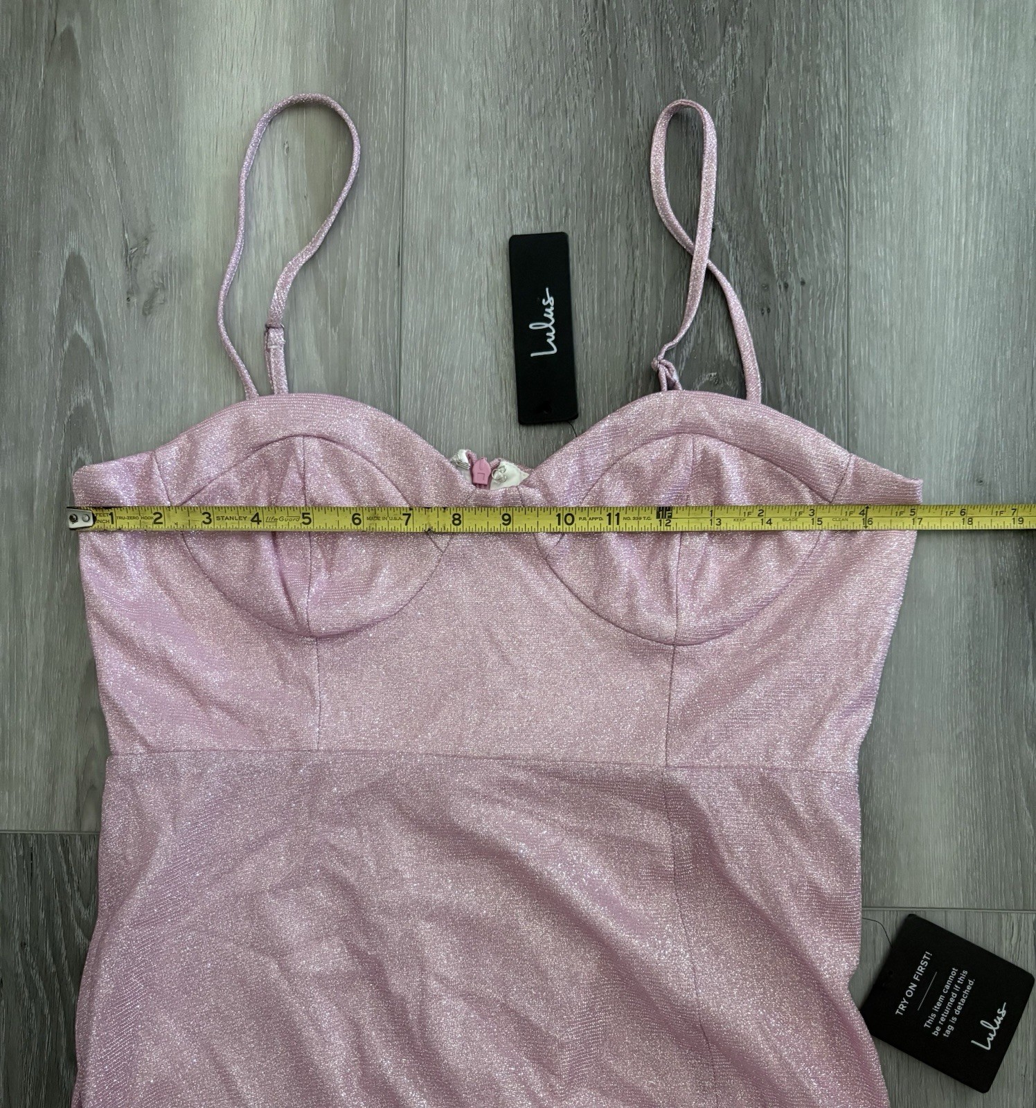 Lulu’s MADE WITH LOVE Sparkle PINK Maxi Dress Size L Glamour Cutout Metallic NWT