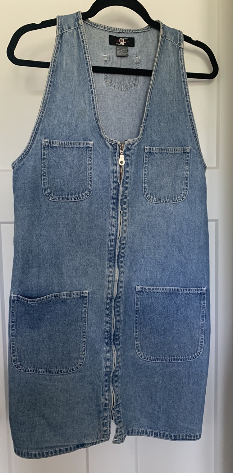 Vtg Rafaella Jeans Denim Jumper Dress Women’s Medium Wash 90s Cotton RF