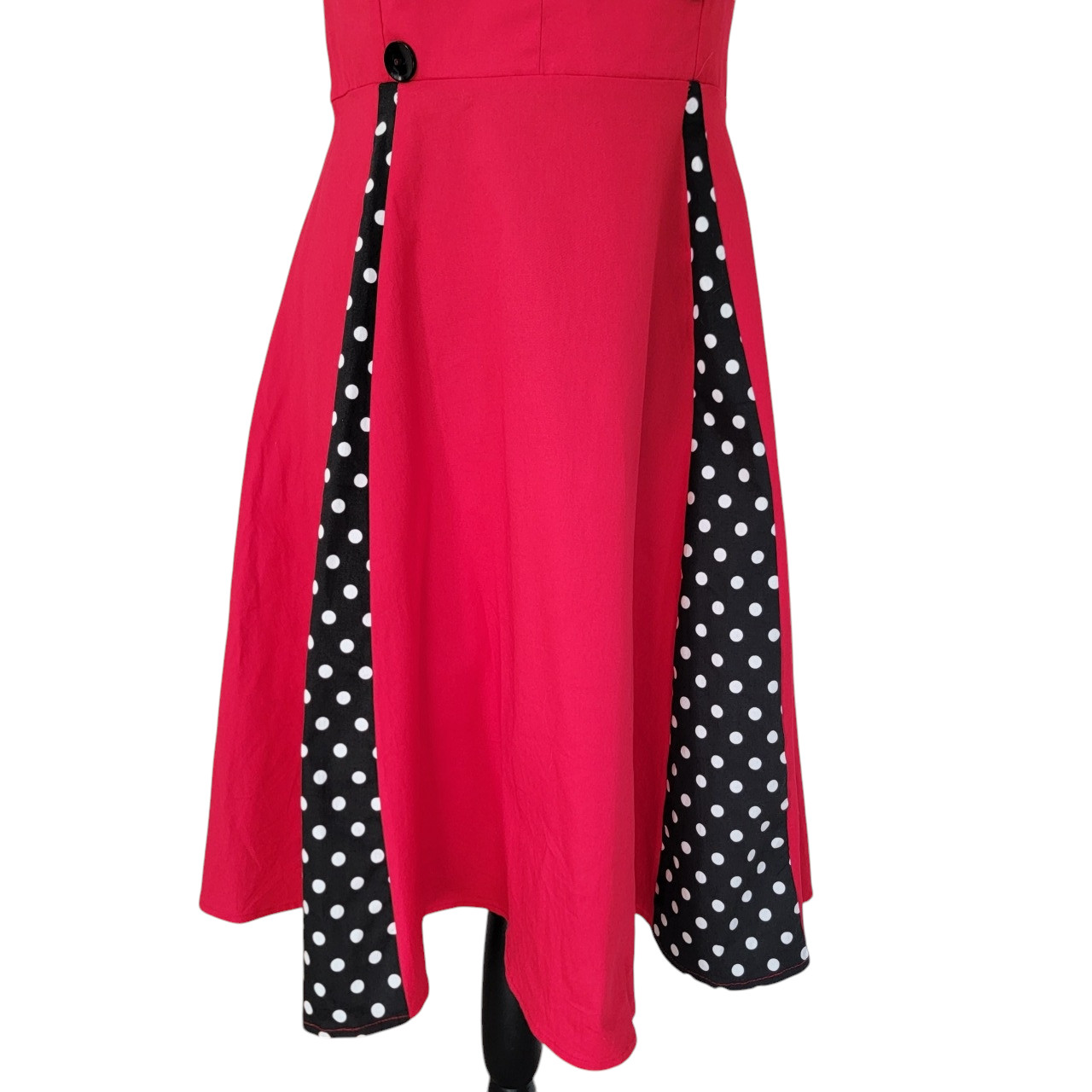 NEW KillReal Red Retro 50s Pin-Up Rockabilly Polka Dot Print A-Line Dress Sz LG
