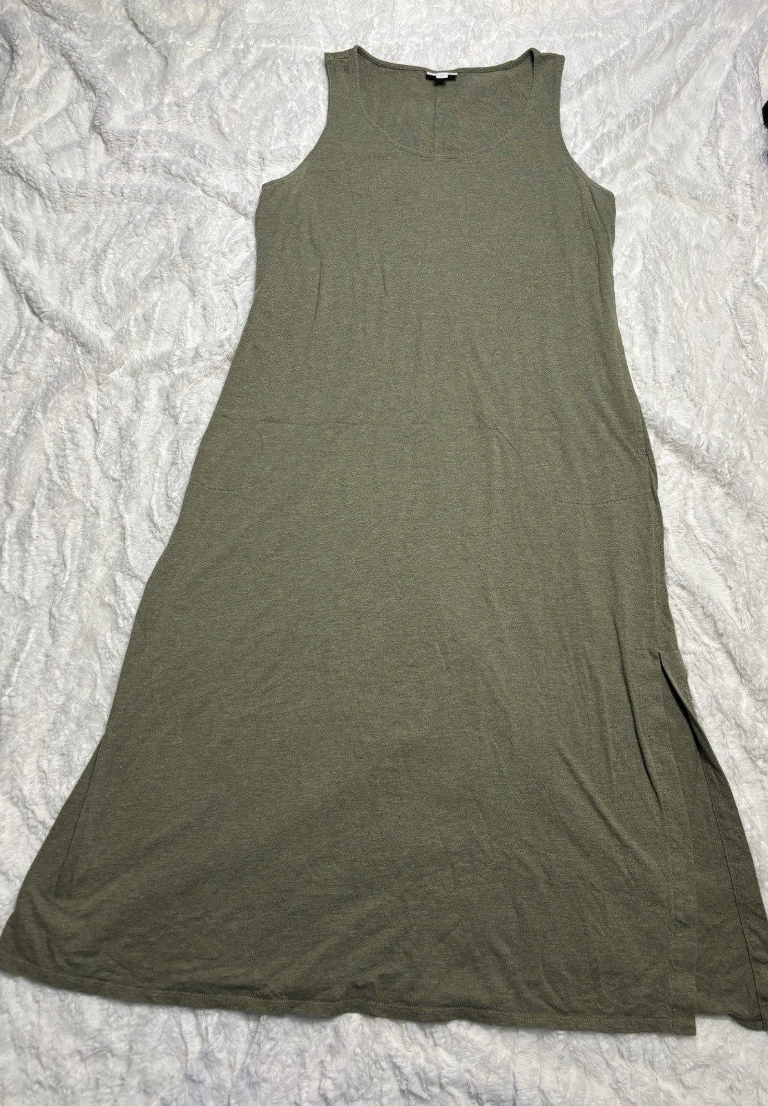 Pure Jill J.Jill Sleeveless Dress Size Large Green Comfy Midi with Pockets!
