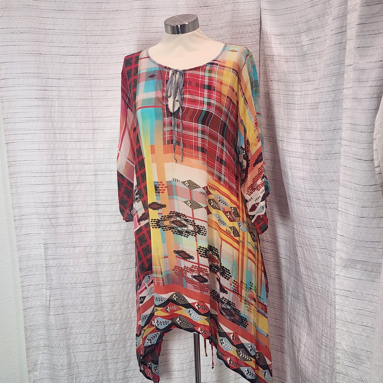 Johnny Was Mixed Print Dress Sz. Lg. Cupra Rayon