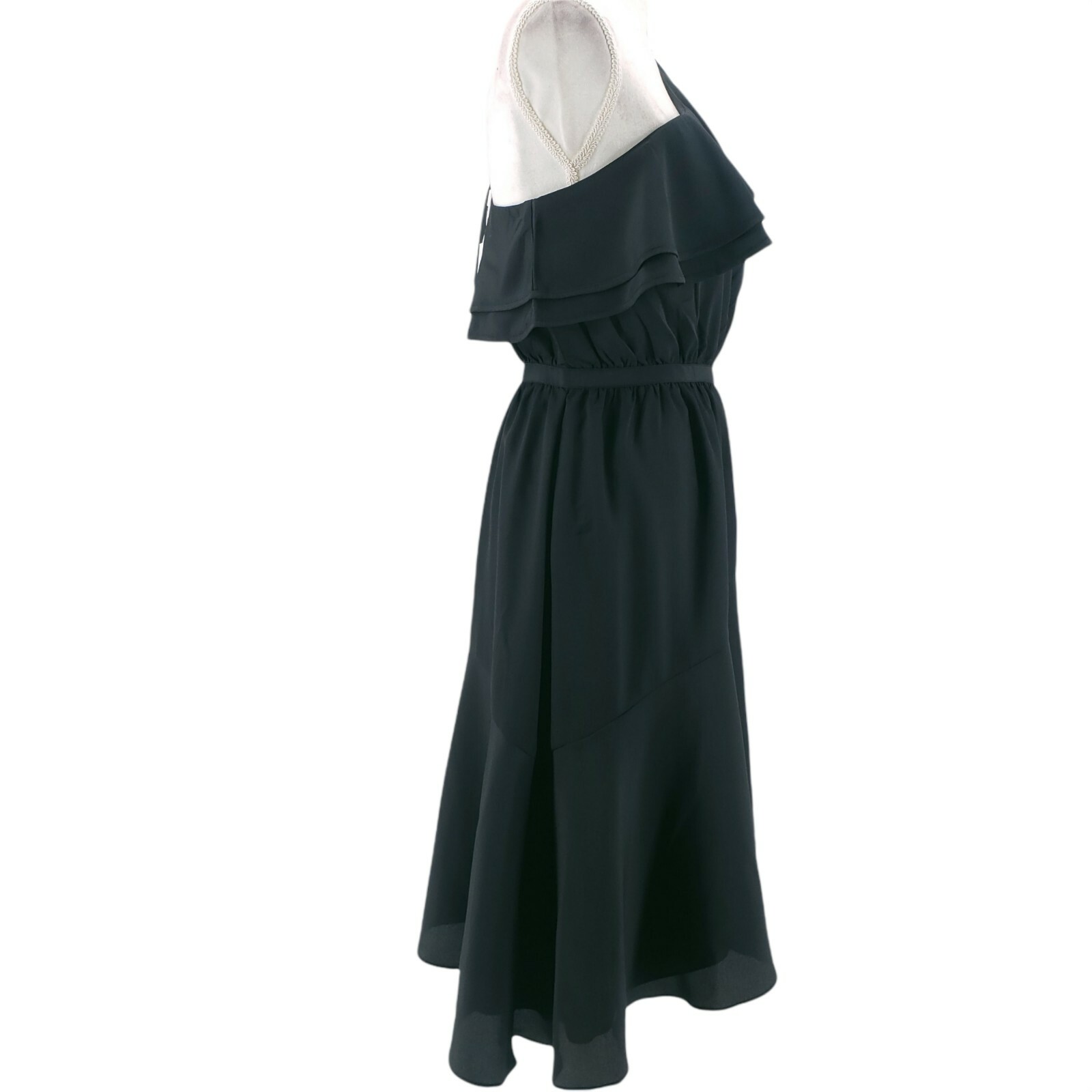 LIKELY Black Delbarton Dress NWT One Shoulder Asymmetrical Ruffle Dress Size 4