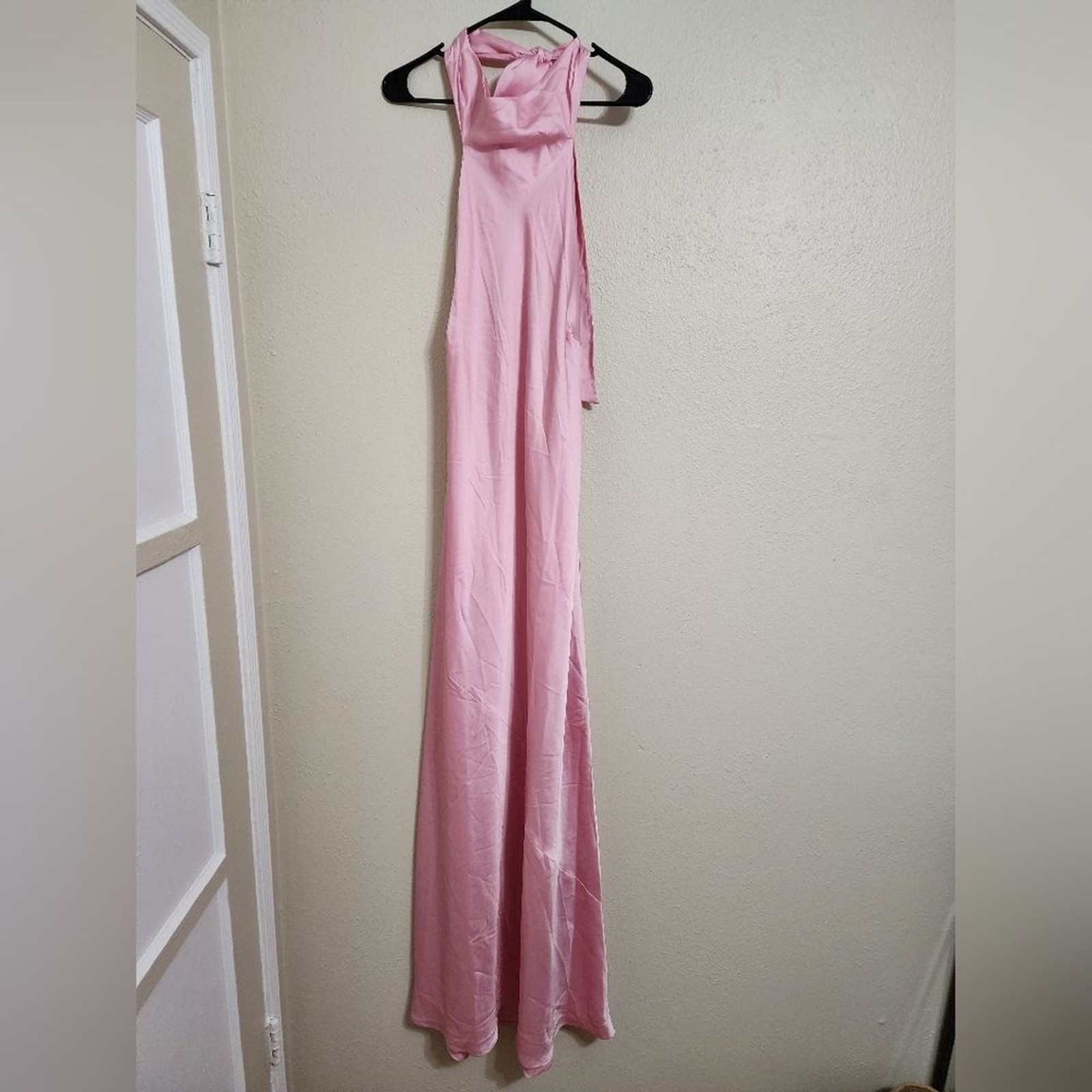 Show Me Your MUMU Lisa Maxi Light Pink Luxe Satin Dress L Wedding Party Prom