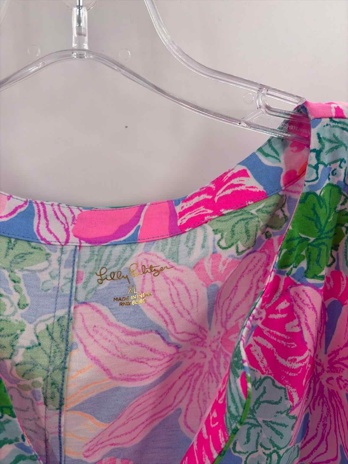 Pre-Owned Lilly Pulitzer Pink Size XL Knee Length Long Sleeve Dress