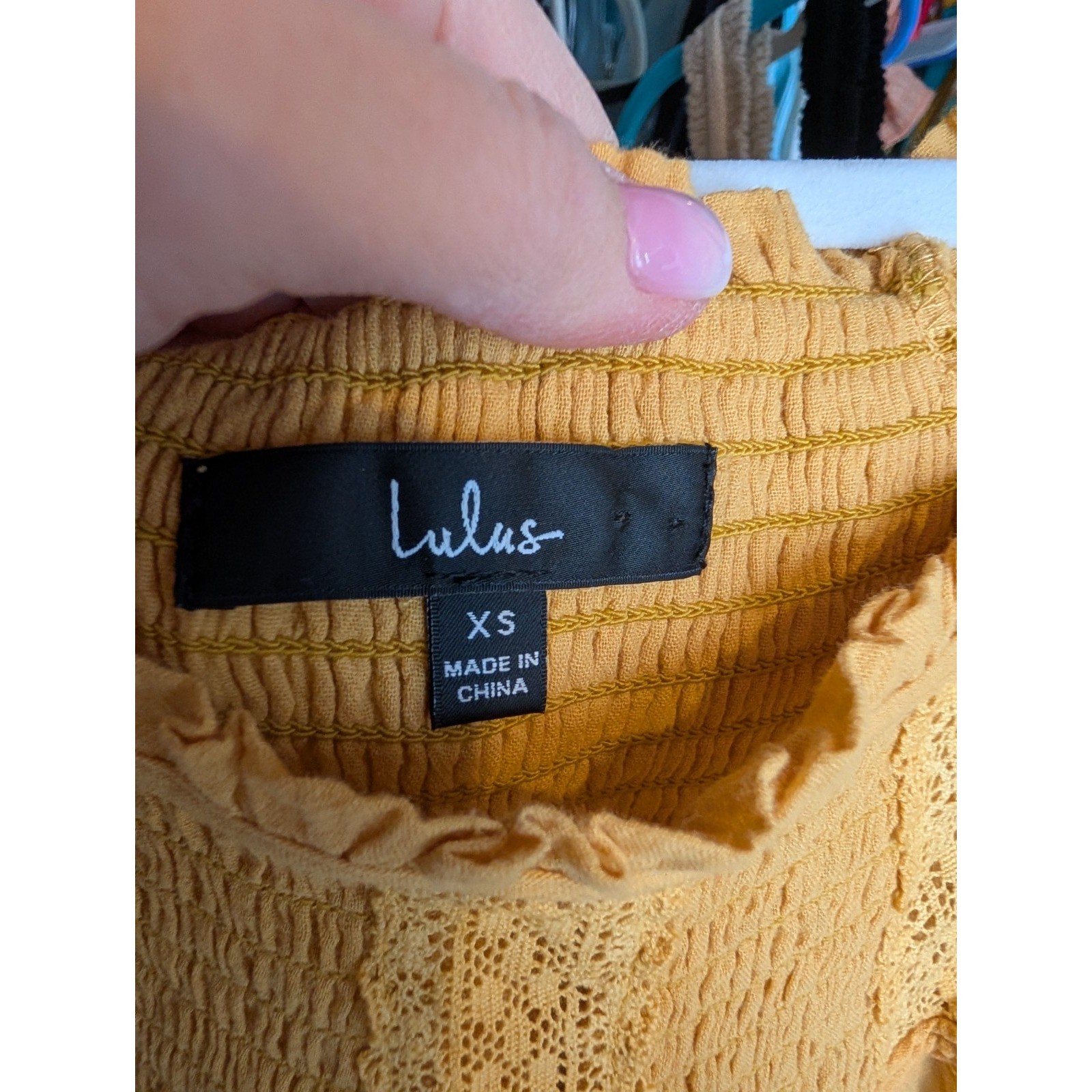 Lulus Always Happy Mustard Yellow Puff Sleeve Mini Dress XS Boho Cottage Prairie