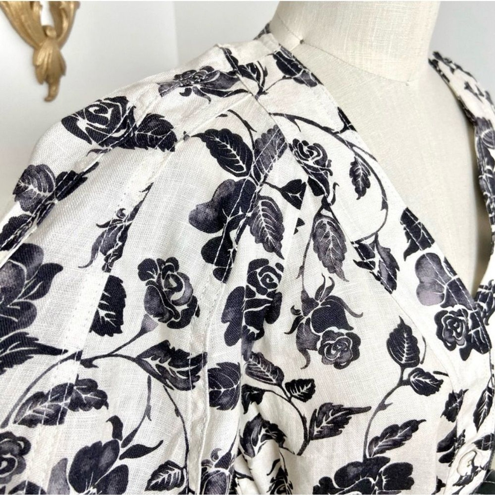 ZIMMERMANN Lovestruck Floral Linen Midi Shirt Ballon Sleeve Dress luxury Easter
