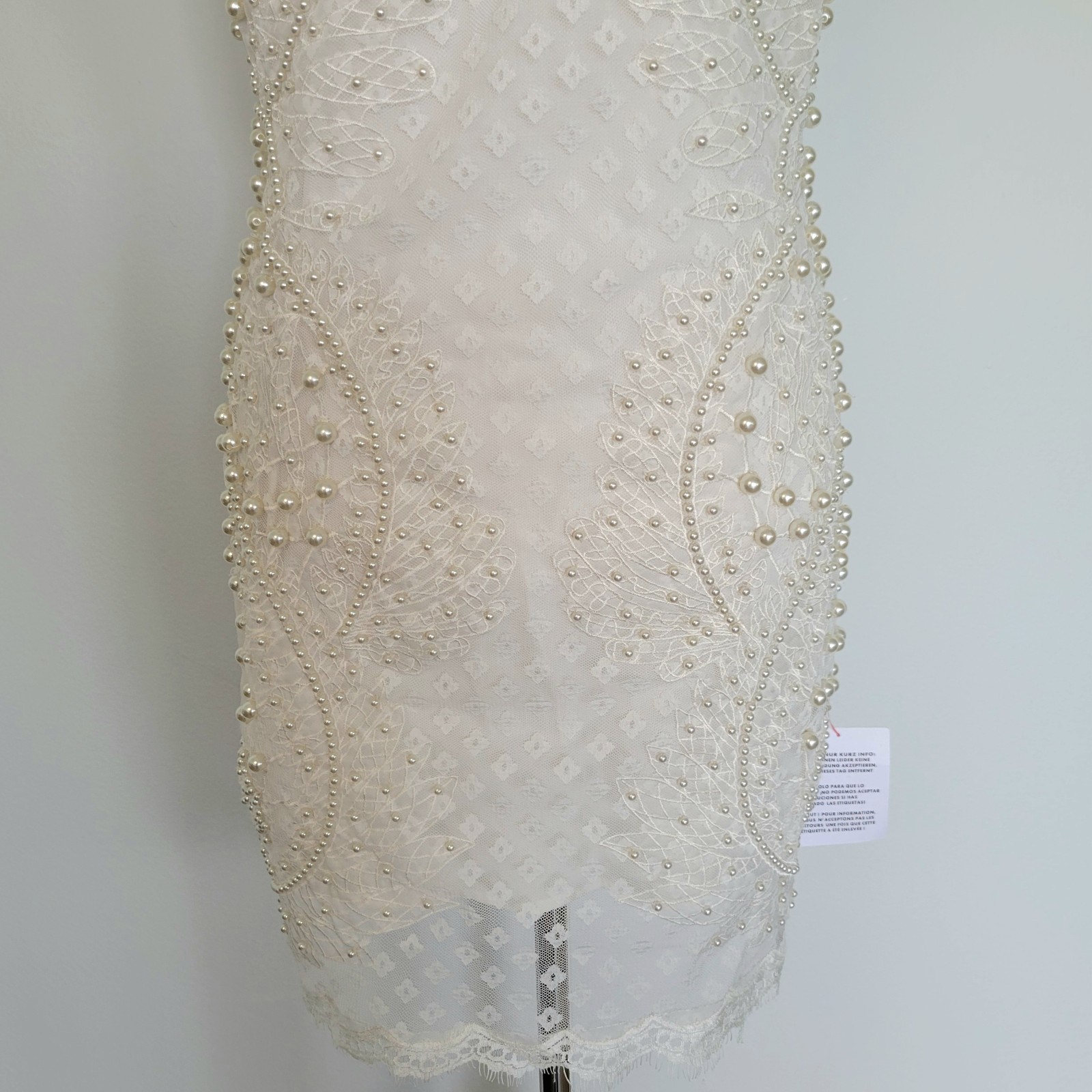 NWT ASOS LUXE Ivory Pearl Embellished Lace Bridal Wedding Cocktail Dress Sz 8