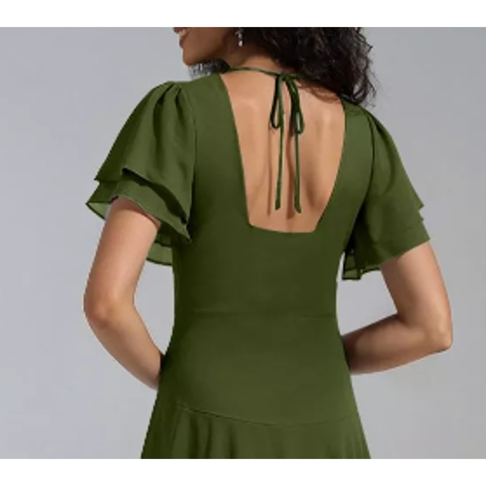 AW BRIDAL 6 S green olive Tiffany bridesmaid chiffon formal maxi dress 0b16