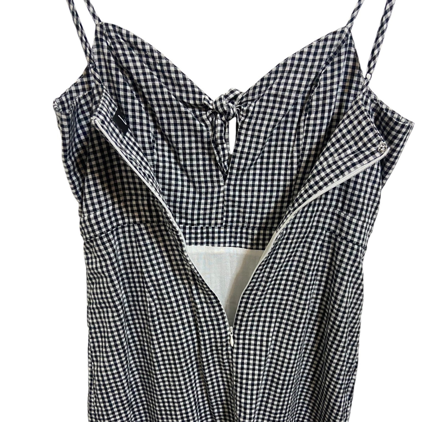 Lulus Gingham Mini Dress Black White Checkered Tie Front Fit Flare Coquette S