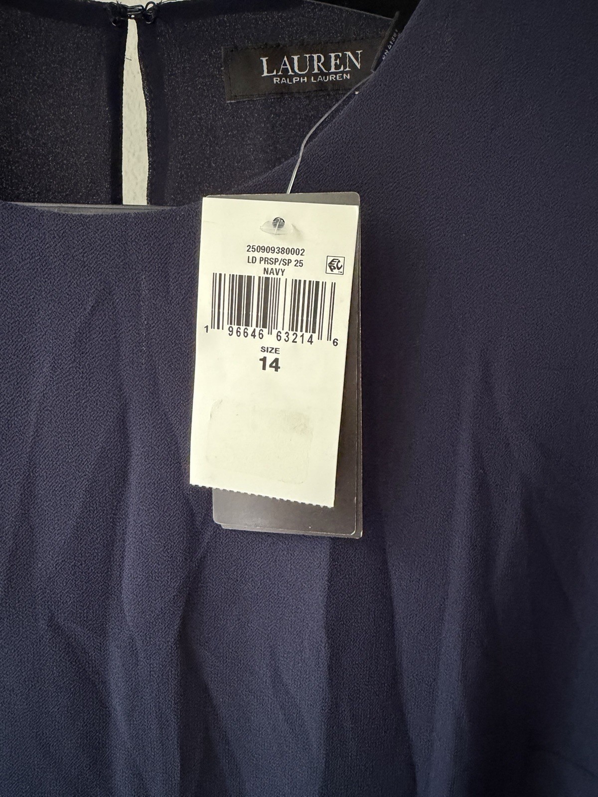 Lauren Ralph Lauren Women’s Navy Crinkle Georgette Shift Dress Size 14