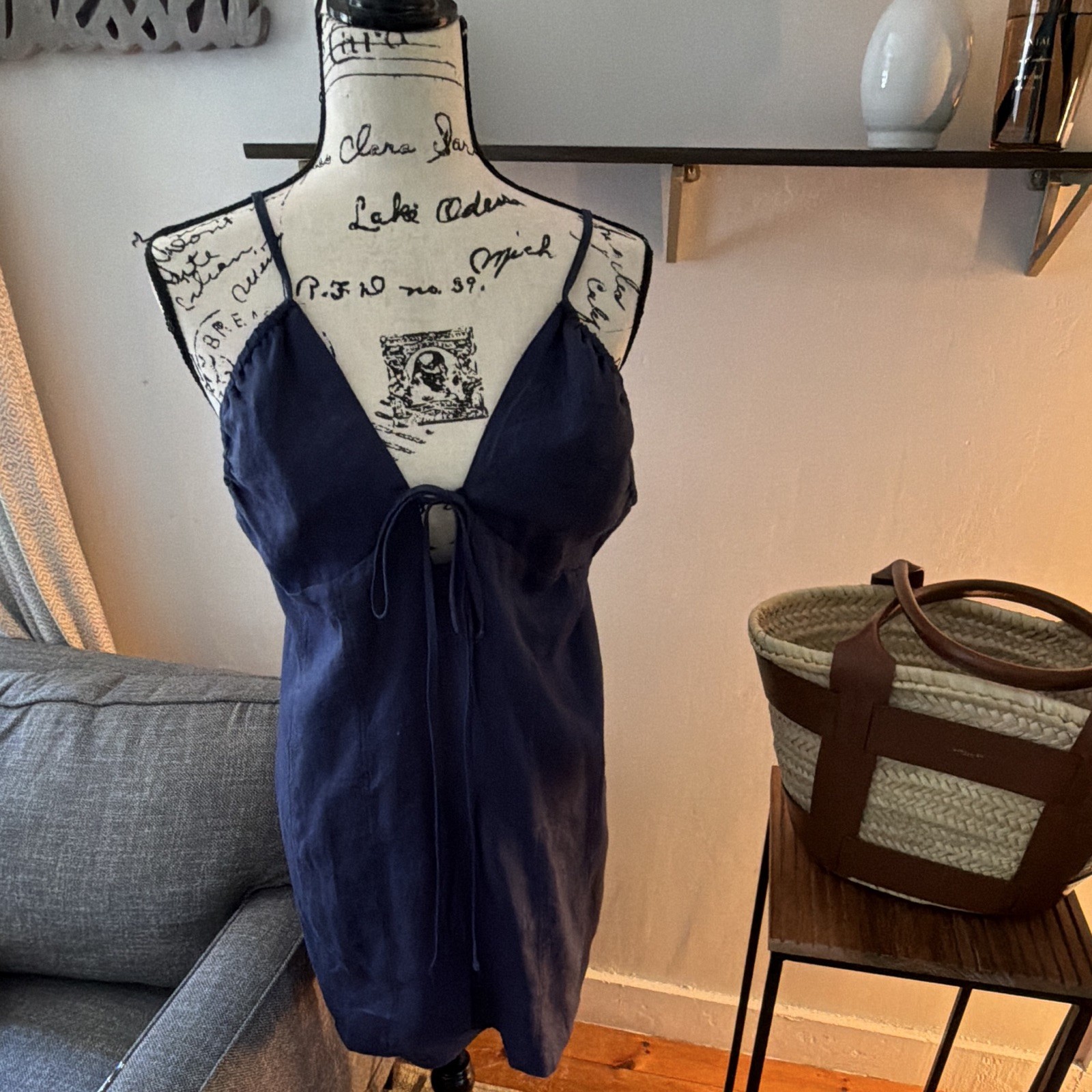 NWT Self Contrast Women’s Regular Blue Linen Dress size Med