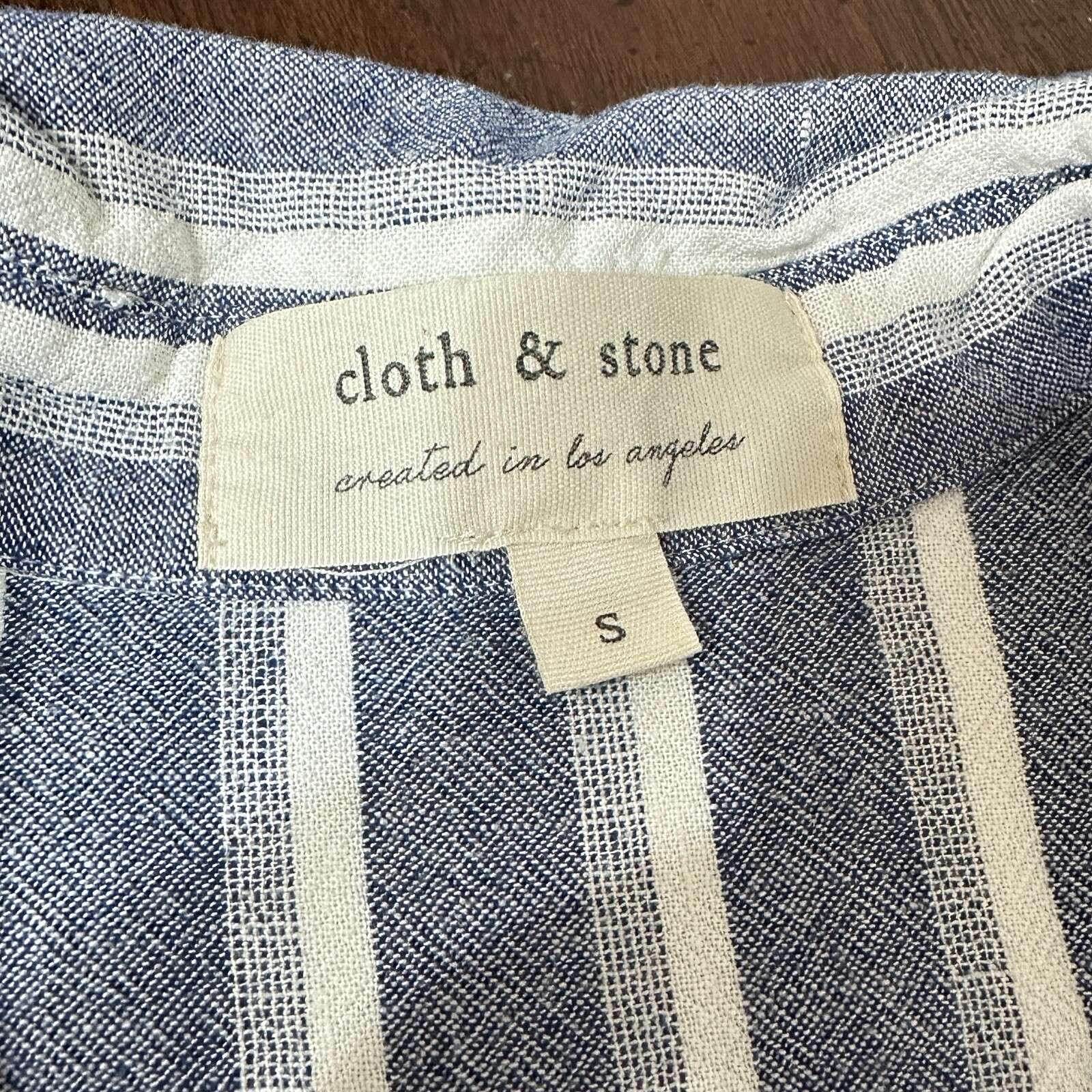 Cloth & Stone Stripe Tunic Dress Womens Small Blue Linen Blend Beach Vacation