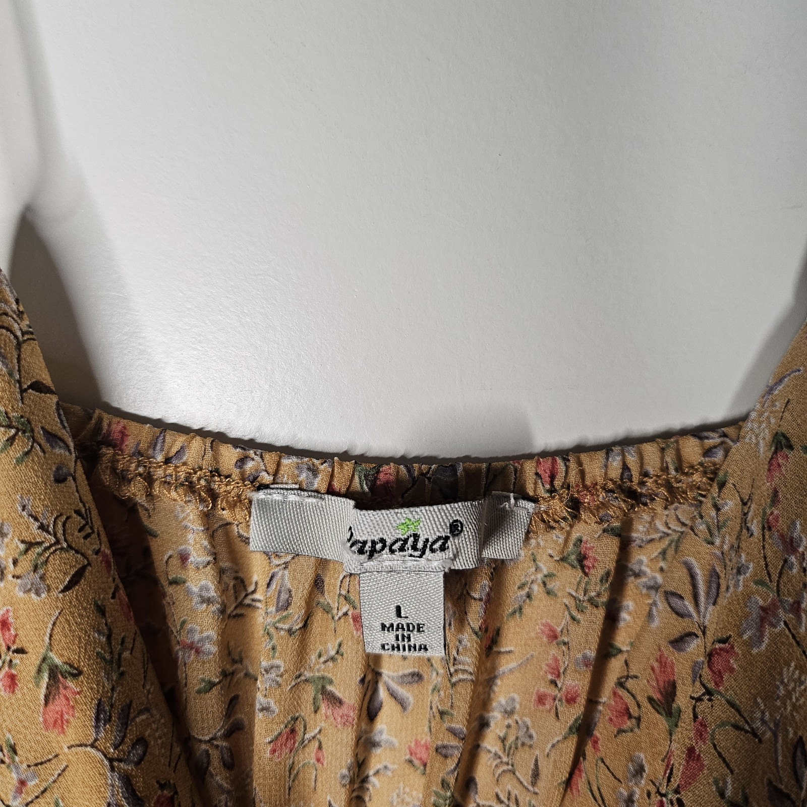 Papaya Boho Fairy Ruffle Ruched Dress Tank Size Large Summer Beach Sundress Chic
